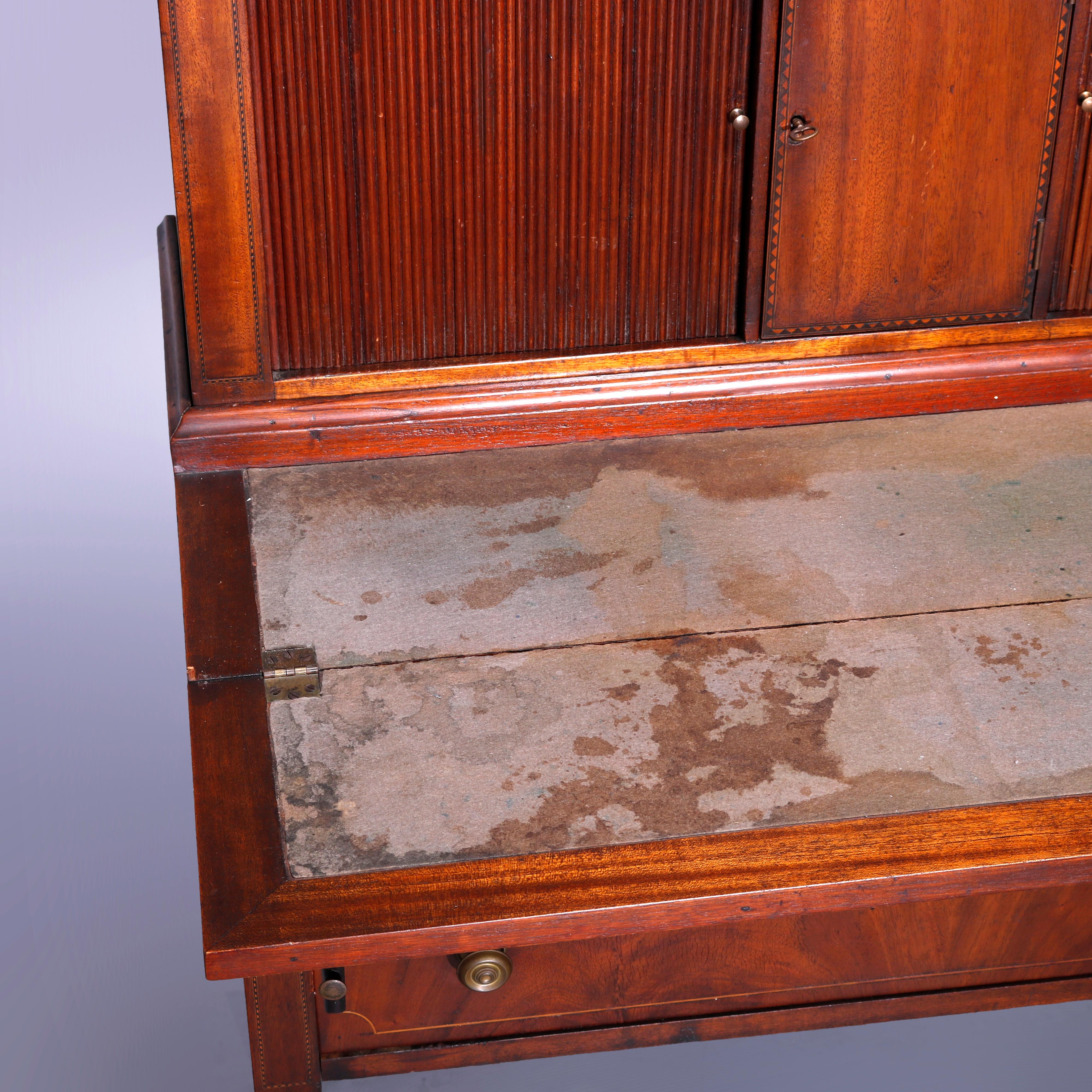 Antique English Mahogany Hepplewhite Tambour Desk Circa 1820 4