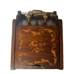 Antique English Mahogany Inlaid Coal Box, Circa 1890.