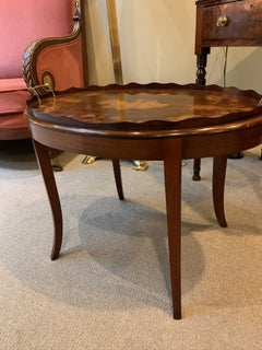Antique English Mahogany Inlaid Satinwood Tray on Stand