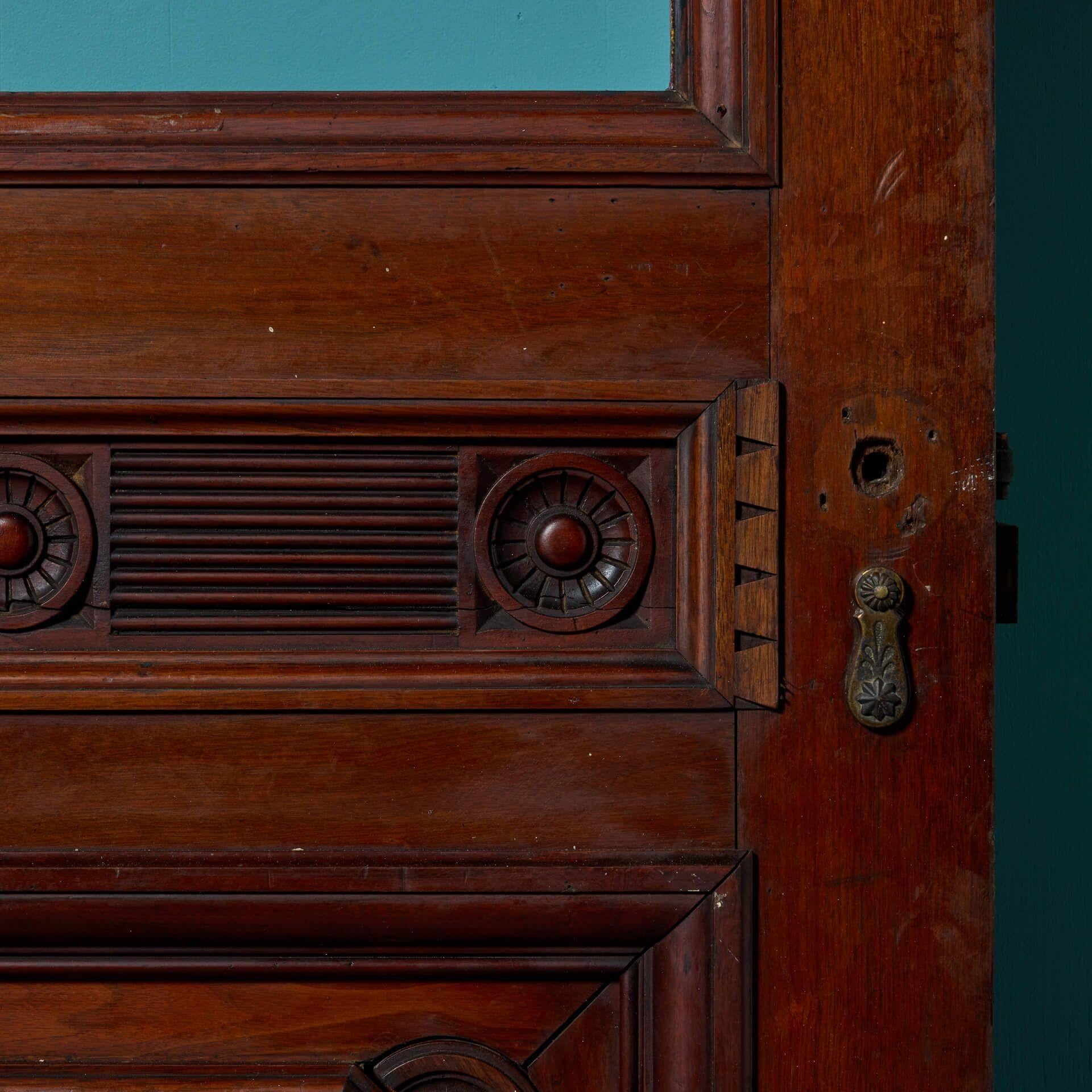 Unglazed Antique English Mahogany Internal Door for Glazing For Sale