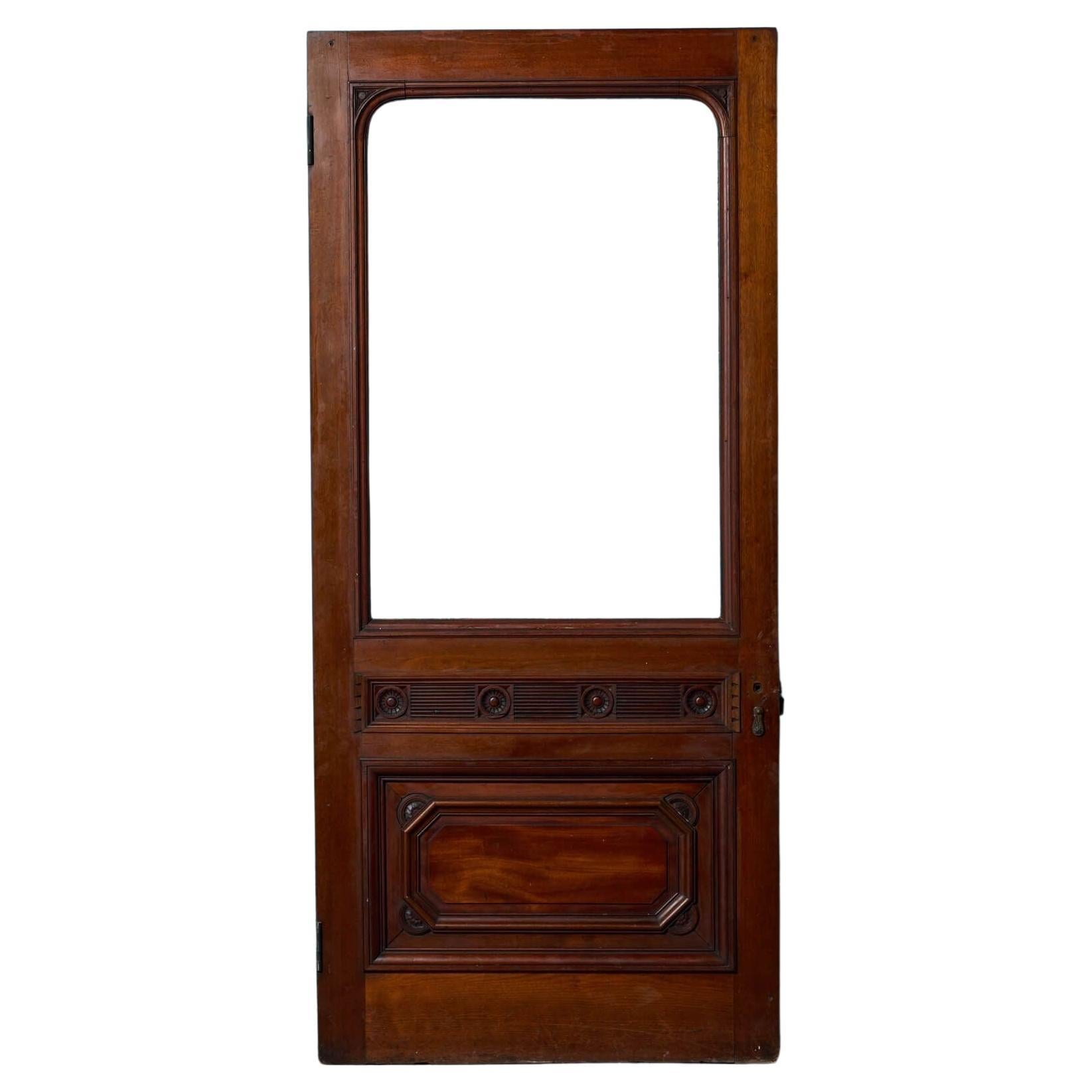 Antique English Mahogany Internal Door for Glazing