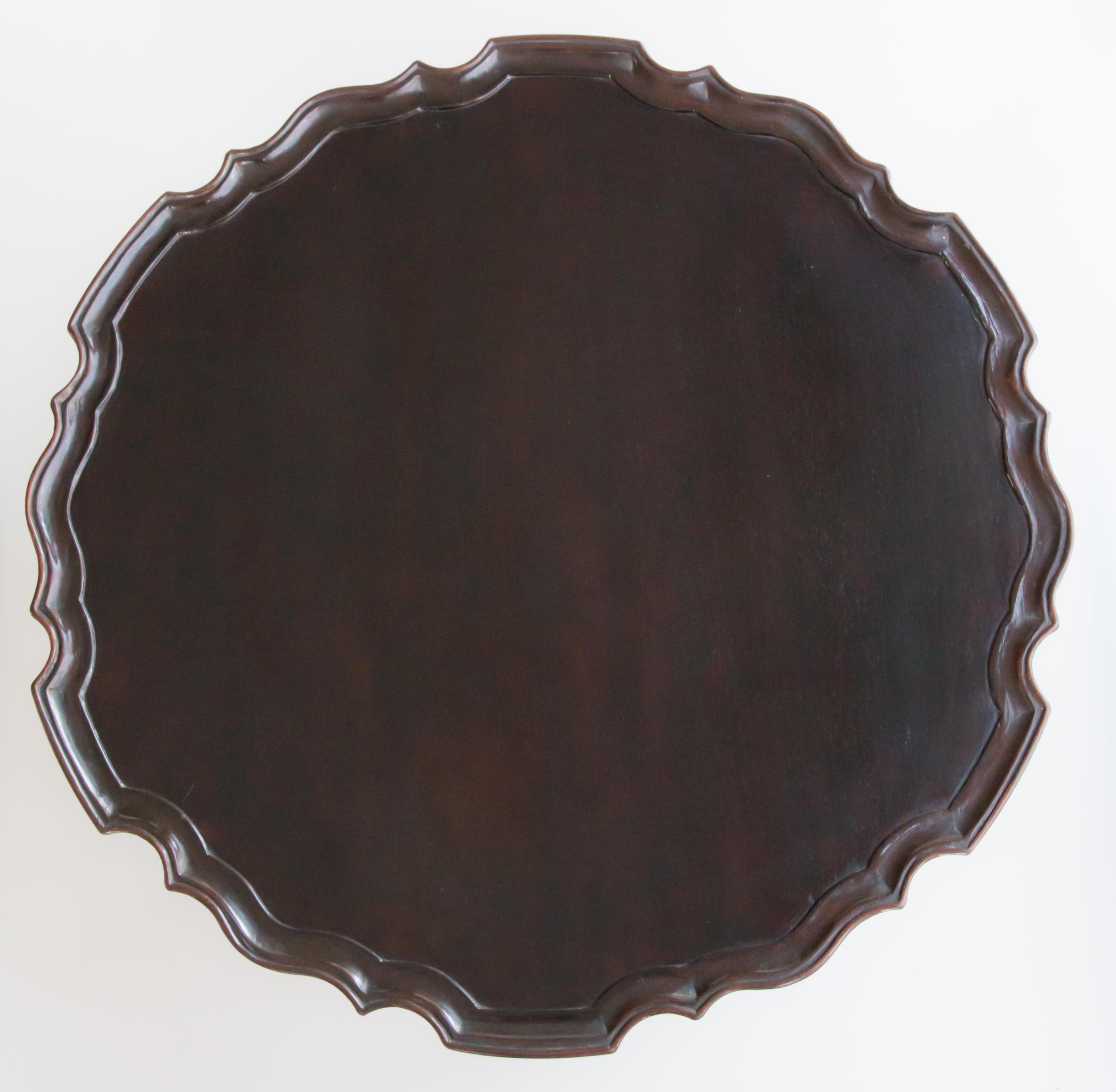 Hand-Carved Antique English Mahogany Lazy Susan Tray For Sale