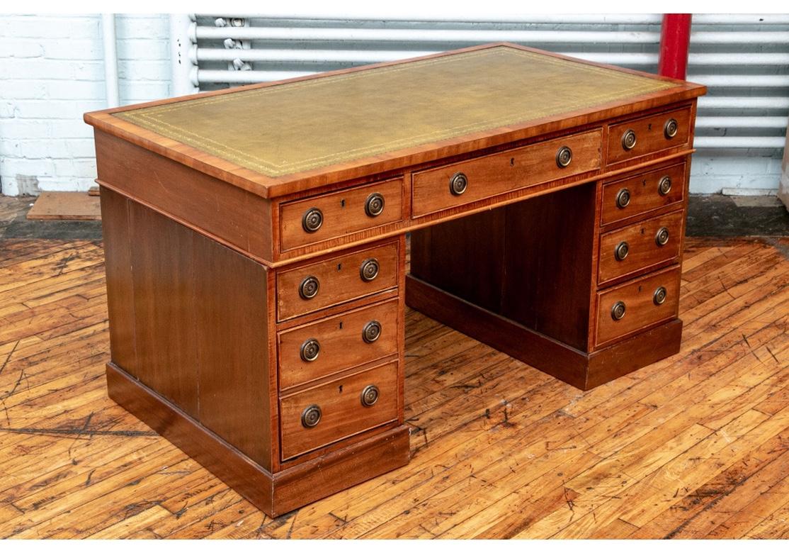 Antique English Mahogany Leather Top Knee Hole Desk 4