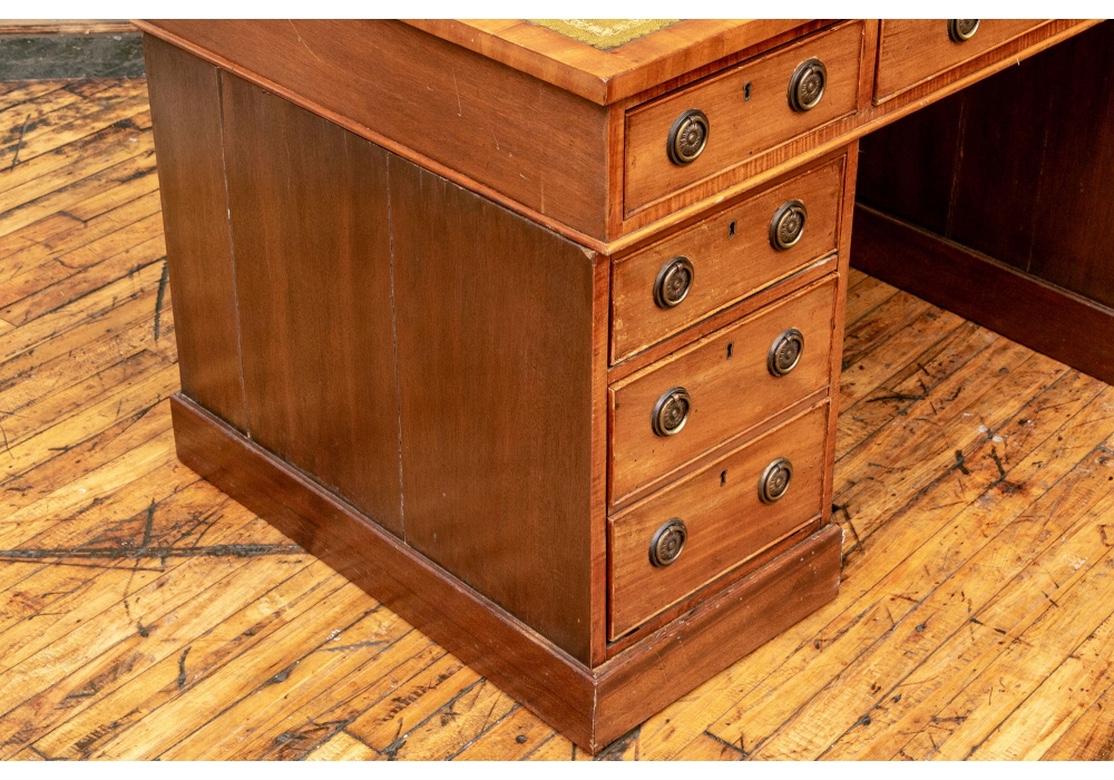 Antique English Mahogany Leather Top Knee Hole Desk 8