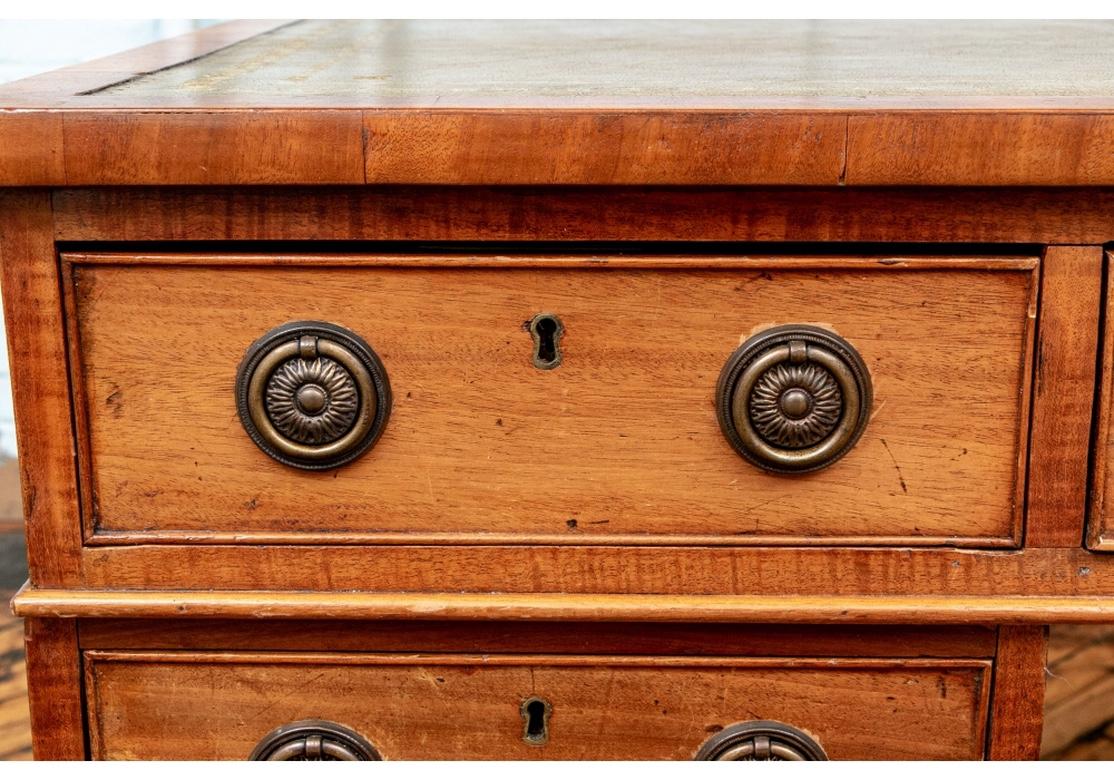 Antique English Mahogany Leather Top Knee Hole Desk 2
