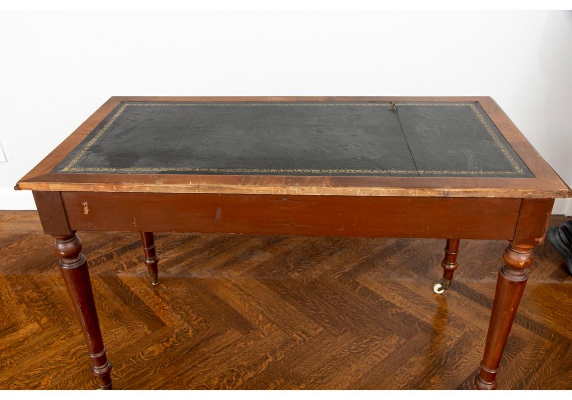 Antique English Mahogany Leather Top Writing Table 8