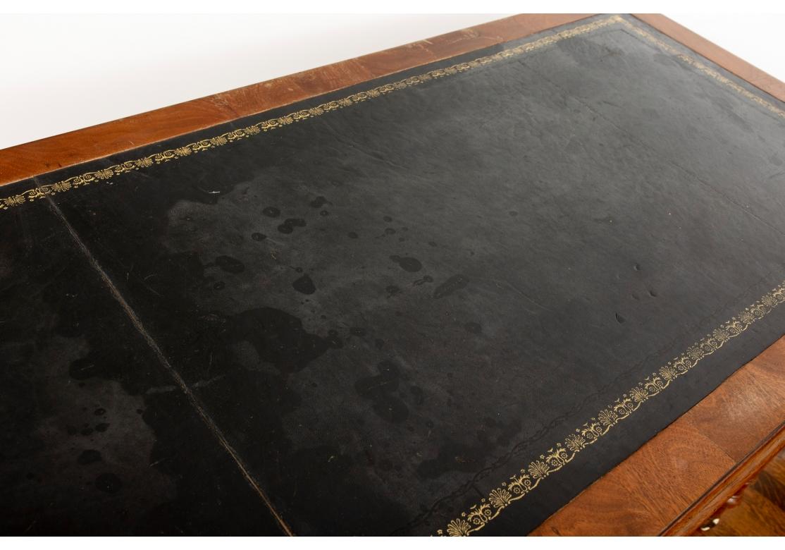 Edwardian Antique English Mahogany Leather Top Writing Table
