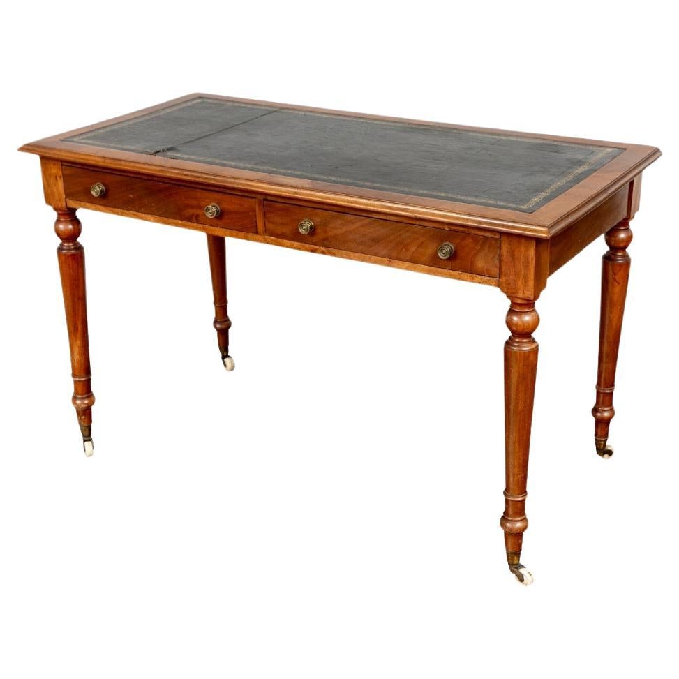 Antique English Mahogany Leather Top Writing Table