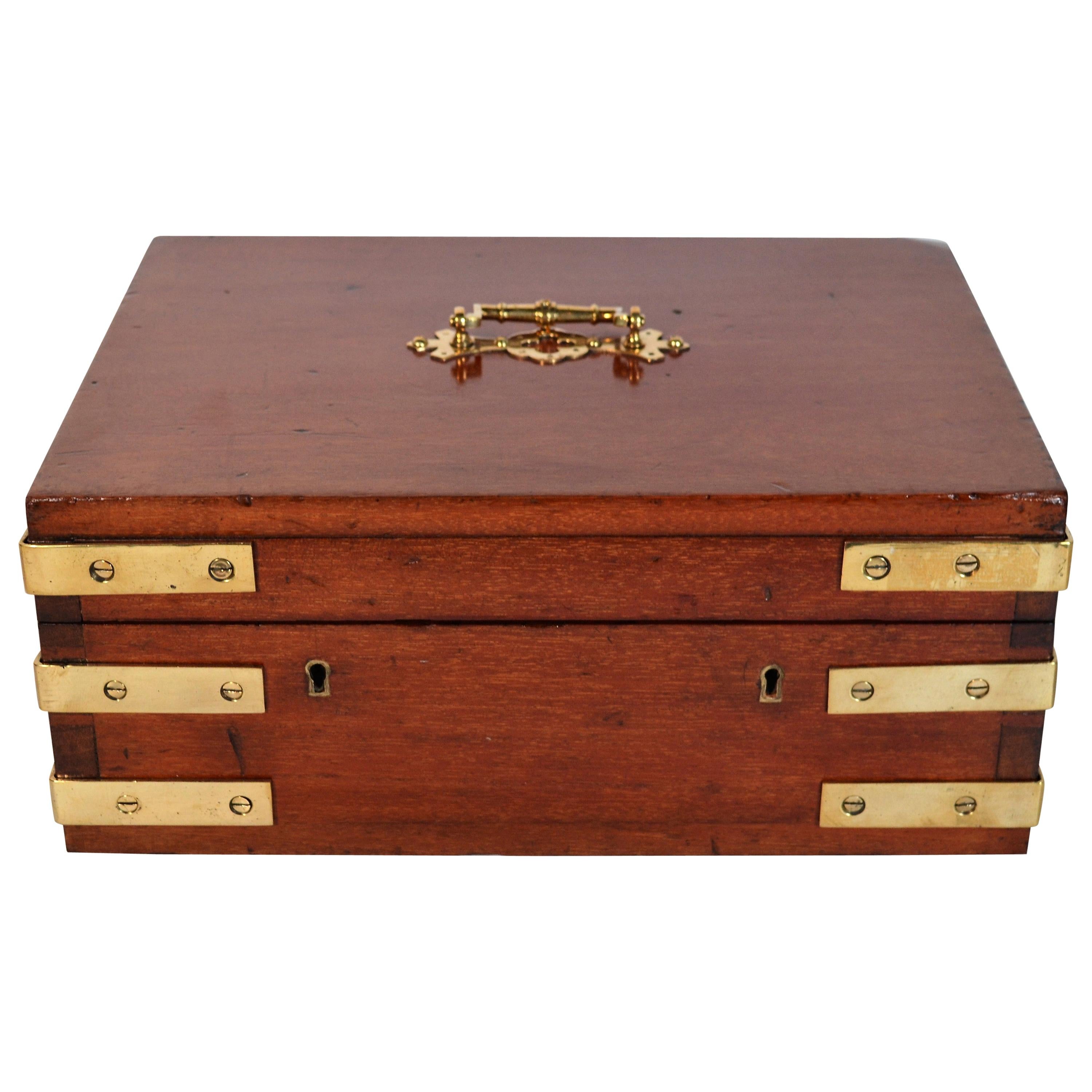 Antique English Mahogany Lock Box, circa 1850
