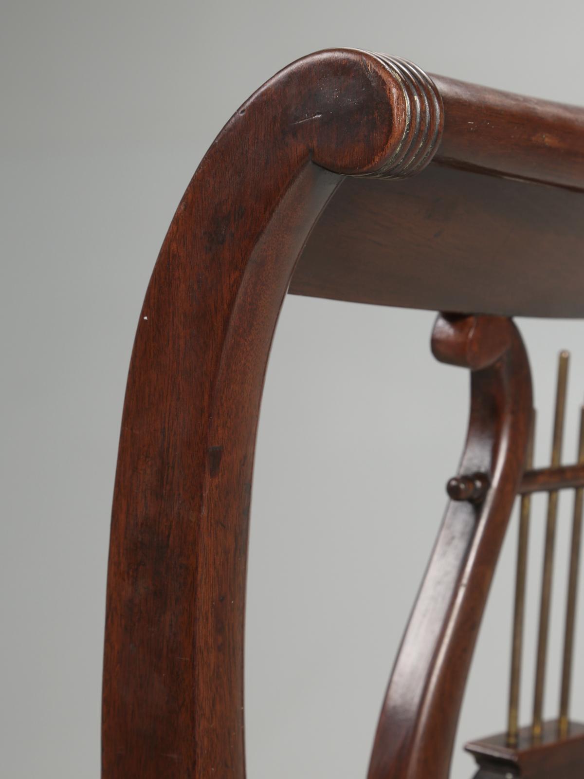 Antique English Mahogany Lyre Back Side Chair circa Mid-1800's Restored For Sale 5