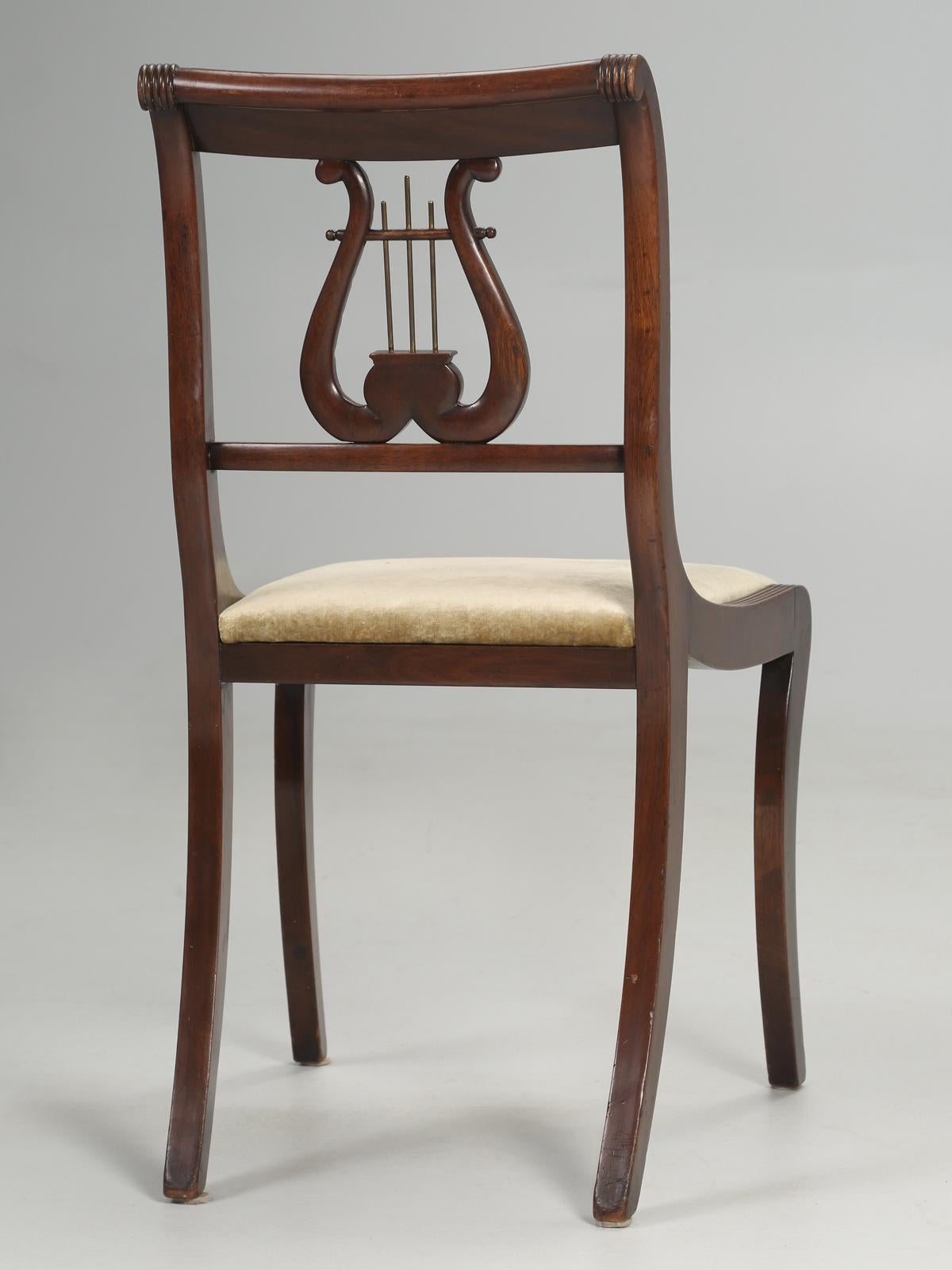 Antique English Mahogany Lyre Back Side Chair circa Mid-1800's Restored For Sale 6