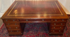 Antique English Mahogany Partner's Desk, Circa 1900
