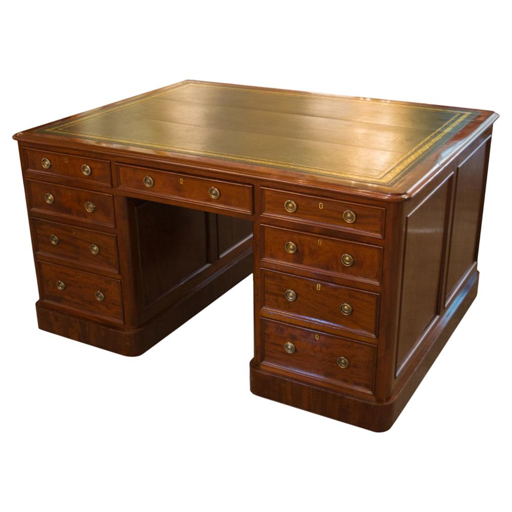 Antique English Mahogany Partner’s Desk Style at 1stDibs