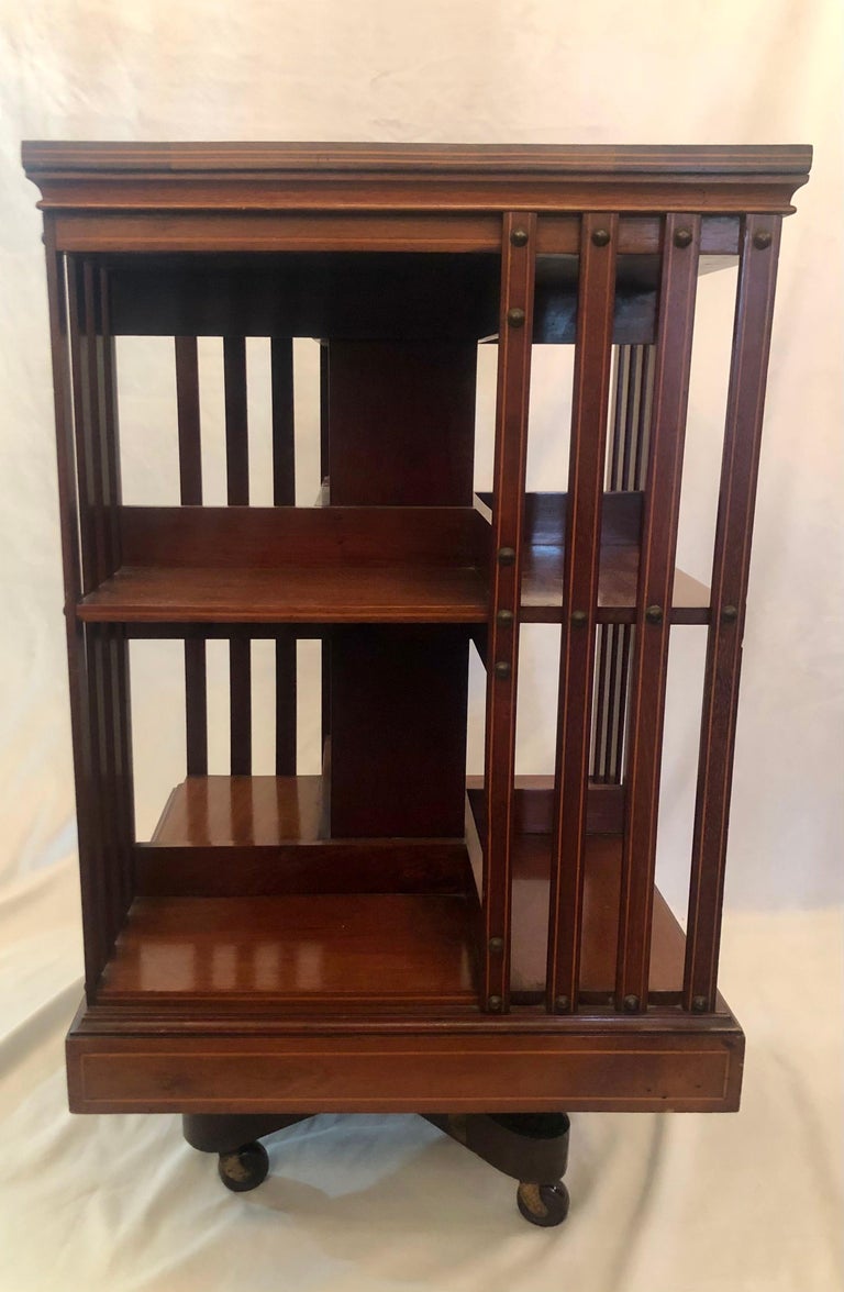 Antique English Mahogany Revolving Bookcase, Circa 18701880. For Sale