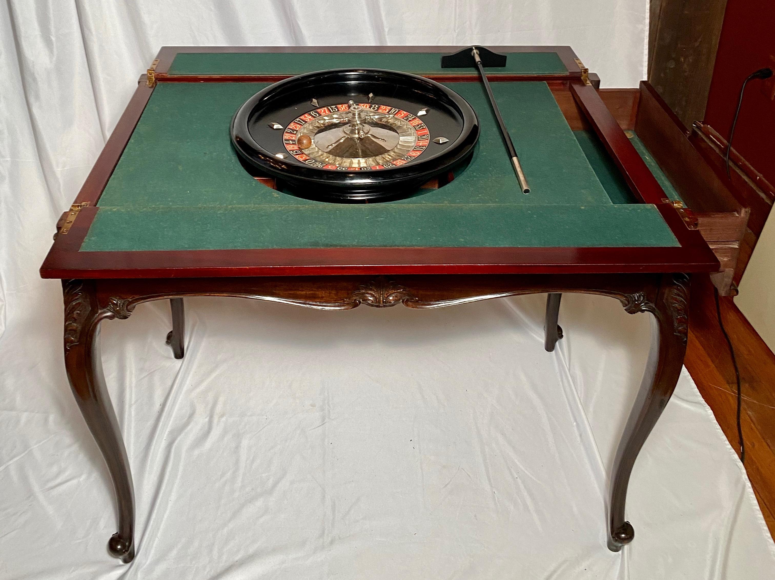 Antique English mahogany roulette card table, circa 1890.
 