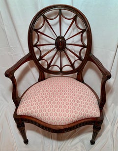 Antique English Mahogany Round-Back Elbow Chair, Circa 1875-85