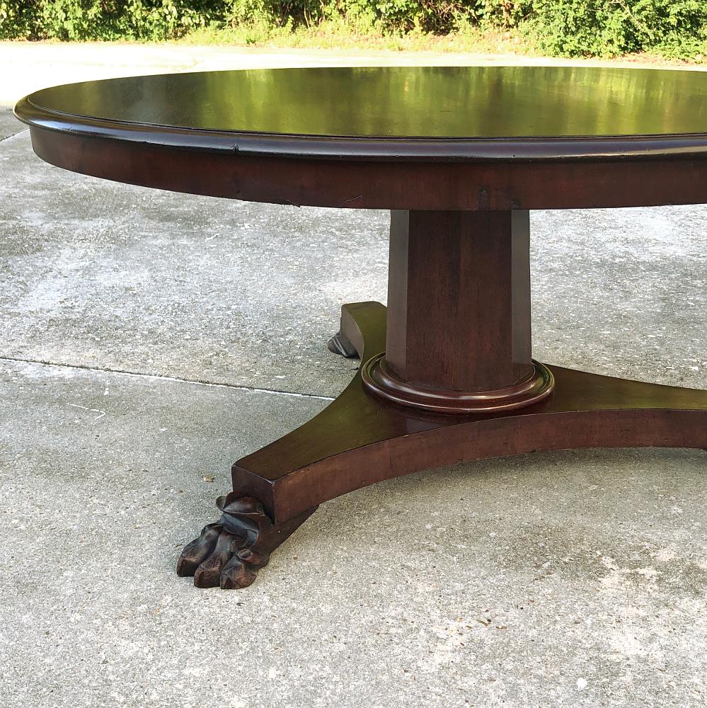 Neoclassical Revival Antique English Mahogany Round Coffee Table