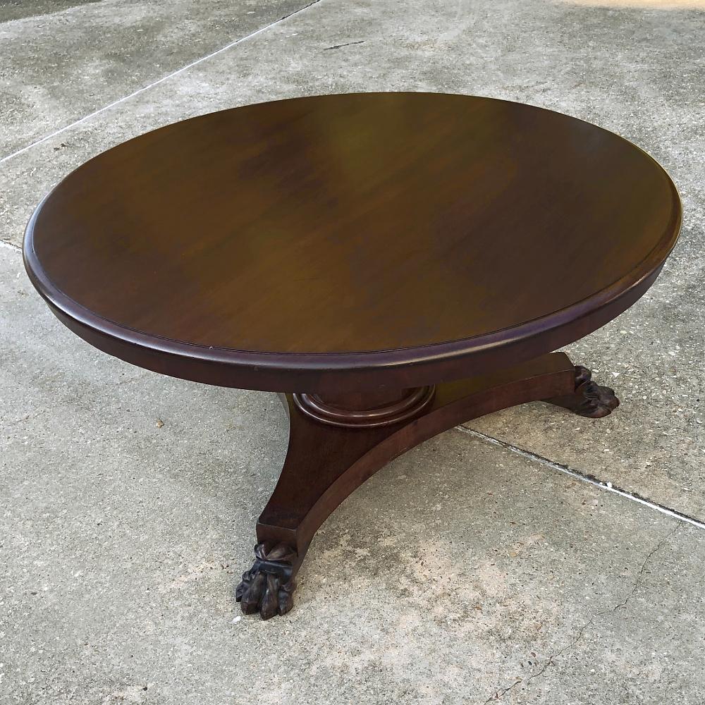 Hand-Crafted Antique English Mahogany Round Coffee Table