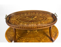 Antique English Mahogany & Satin Wood Etagere Tray Table 19th Century