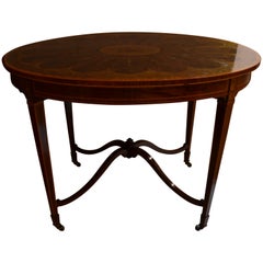 Antique English Mahogany Satinwood Inlaid Table