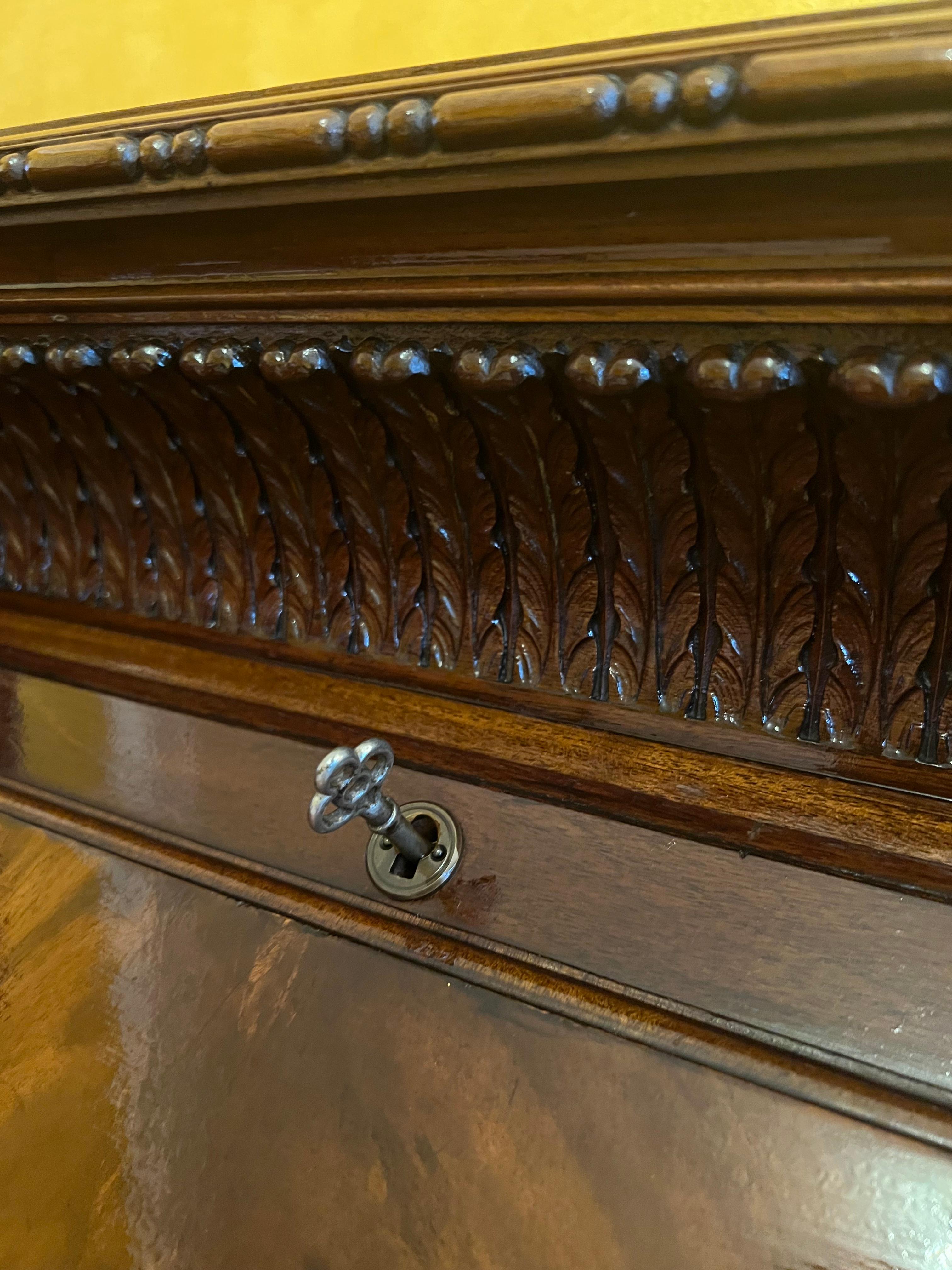 Antique English Mahogany Secretair Bureau Desk With Cabinets For Sale 10