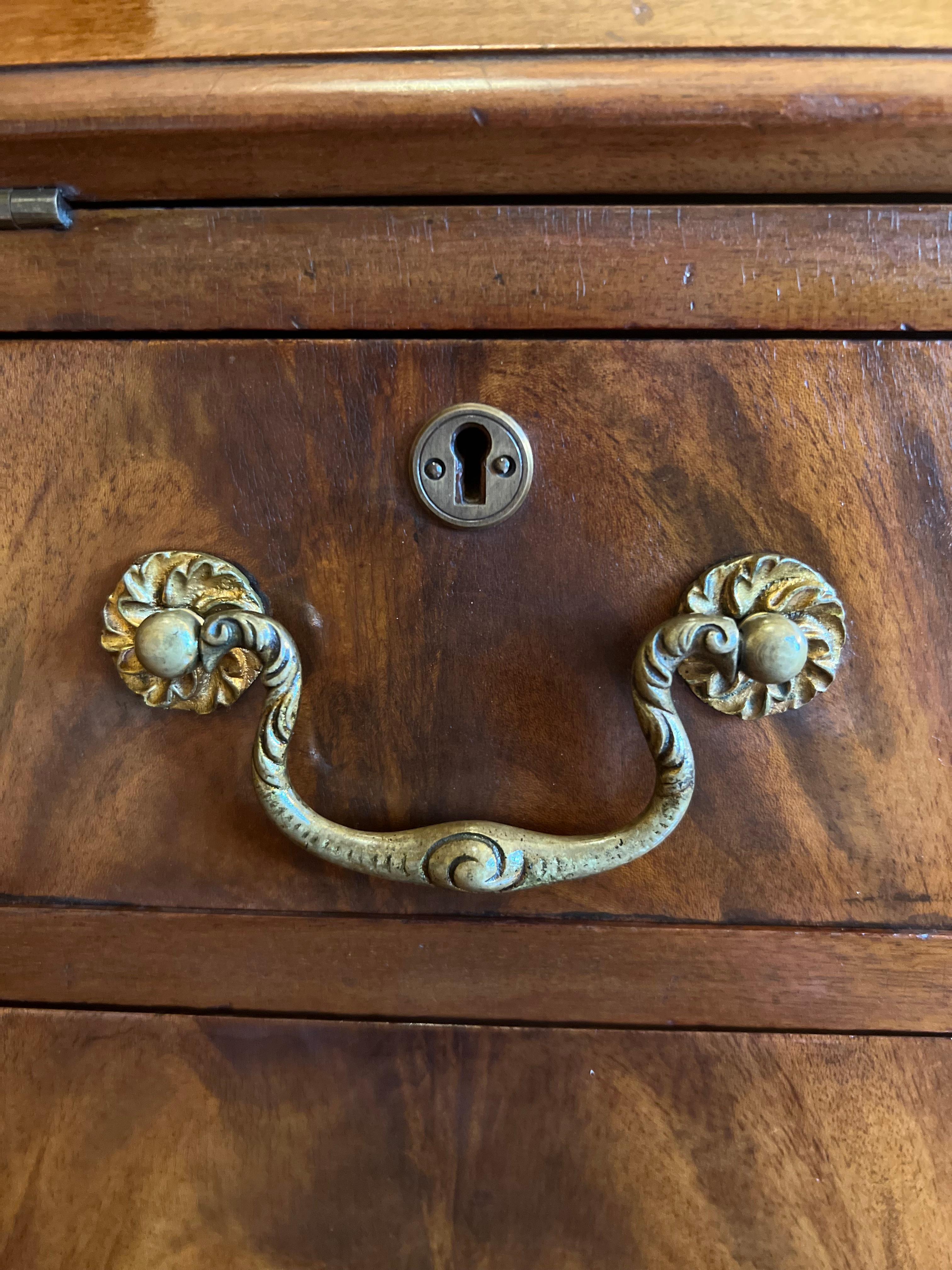 Antique English Mahogany Secretair Bureau Desk With Cabinets For Sale 3