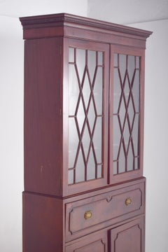 Antique English Mahogany Secretary Bookcase, Circa 1790