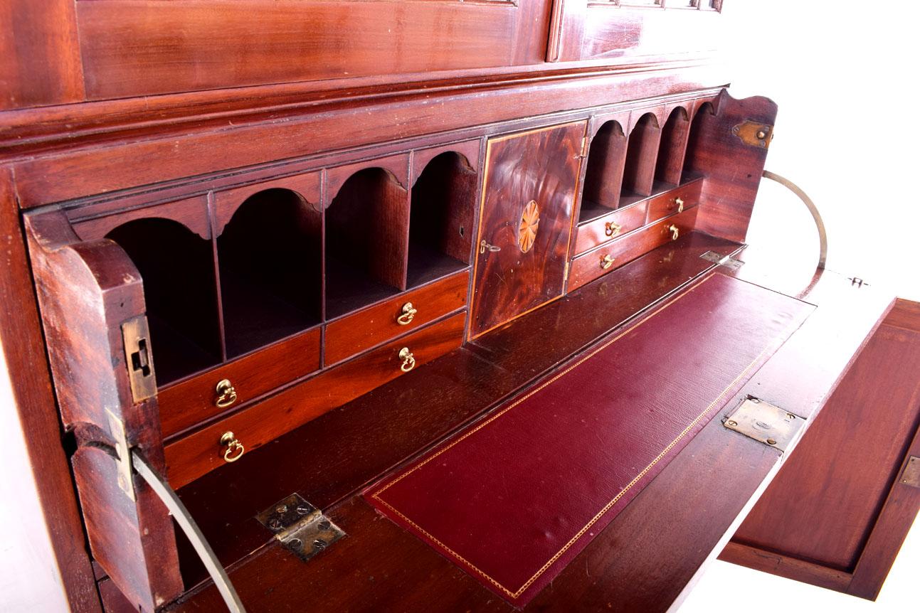 British Antique English Mahogany Secretary Bookcase, Circa 1790 For Sale