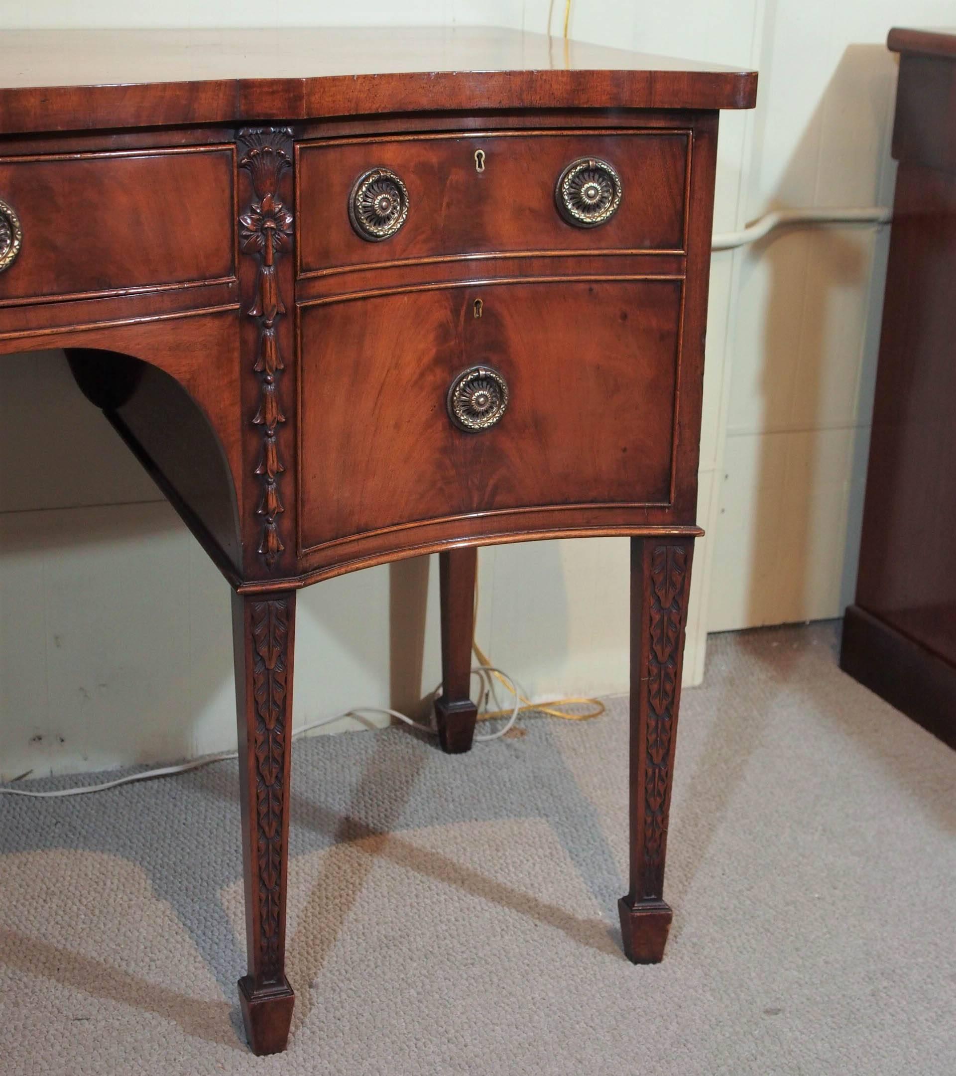 Georgian Antique English Mahogany Serpentine Sideboard