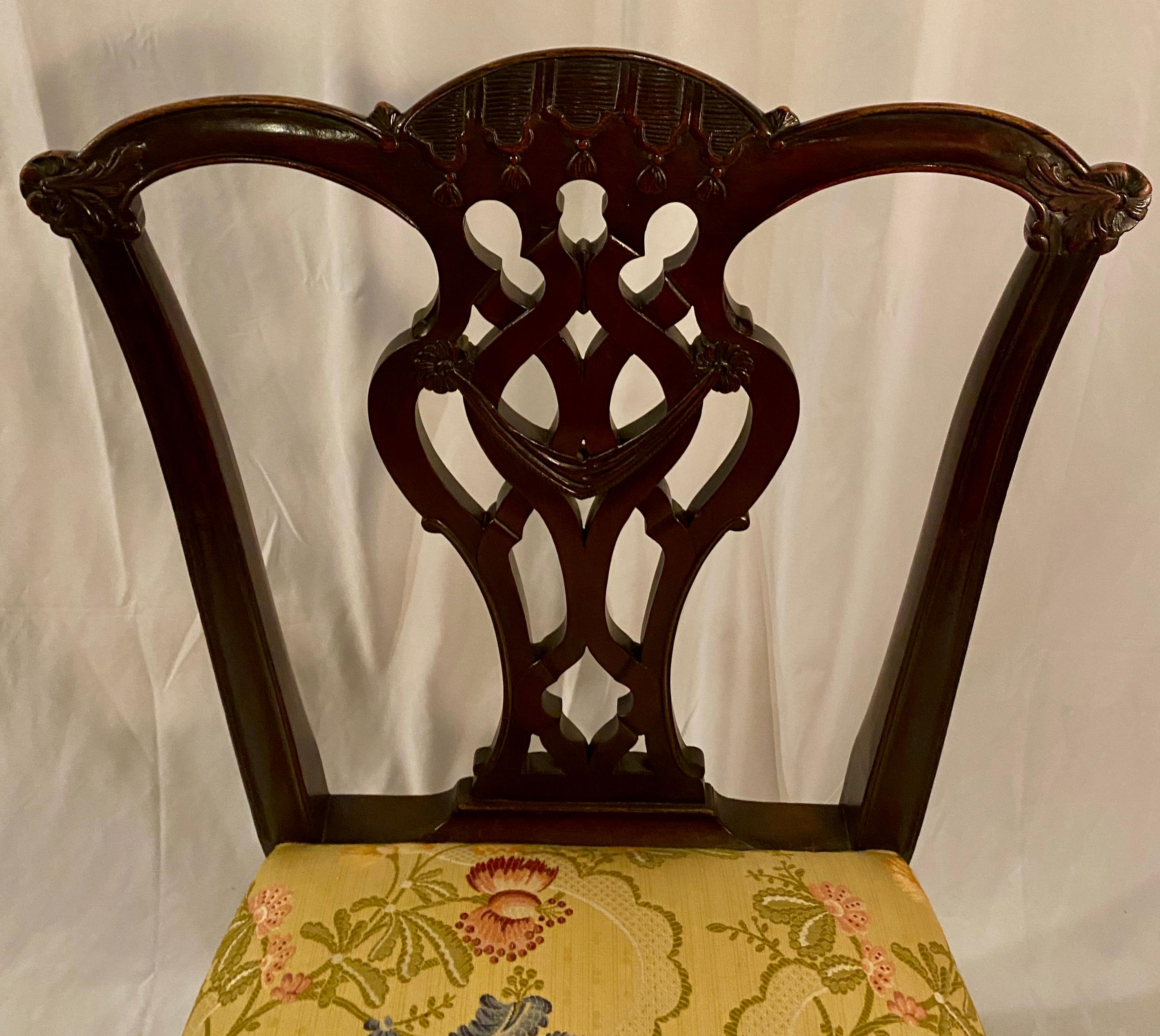 Antique English Mahogany Side Chair, Fine Quality, circa 1860-1870 In Good Condition For Sale In New Orleans, LA