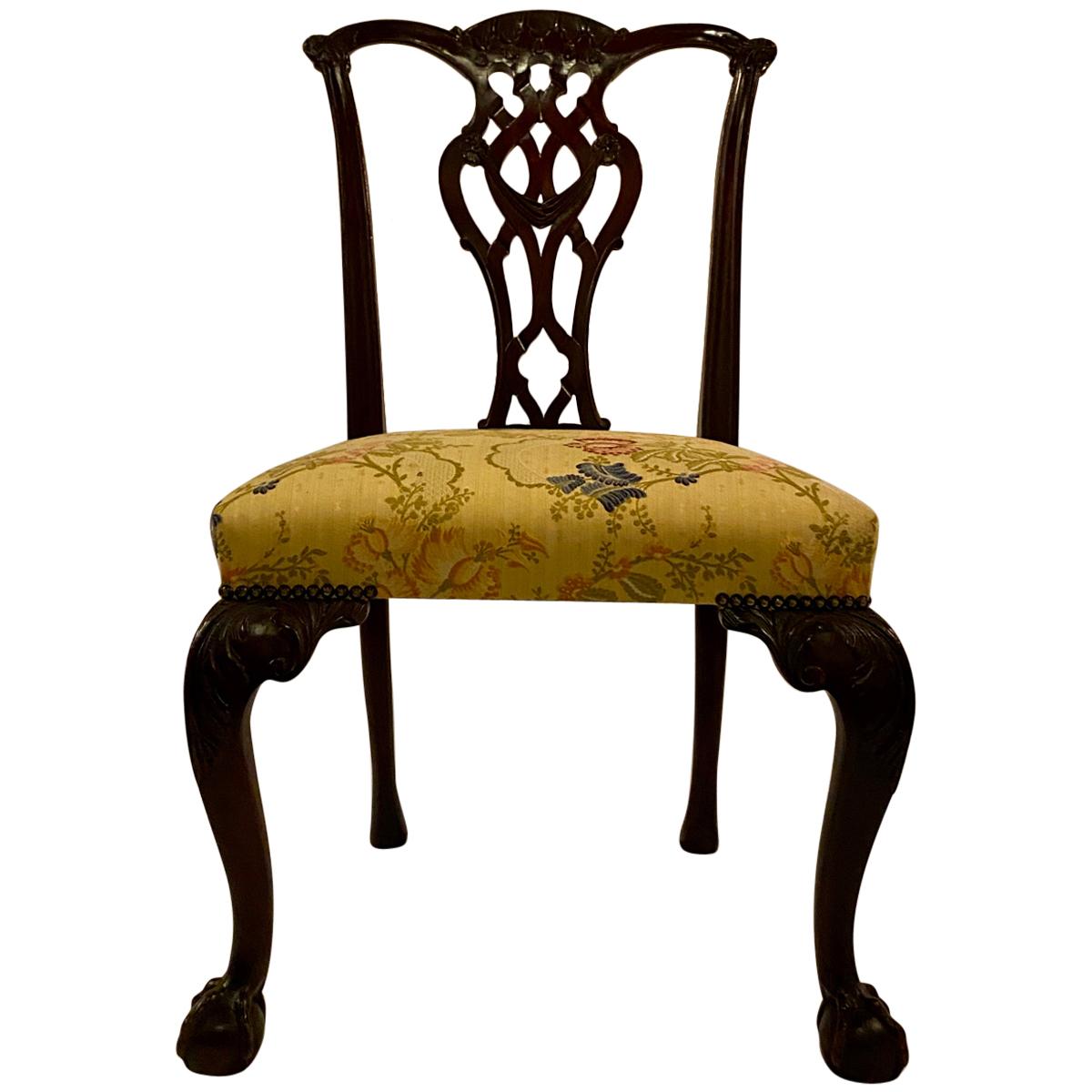 Antique English Mahogany Side Chair, Fine Quality, circa 1860-1870