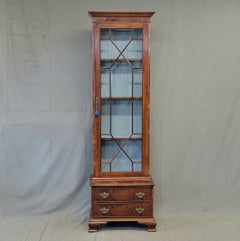 Antique English Mahogany Single Glass Door Curio Display Cabinet