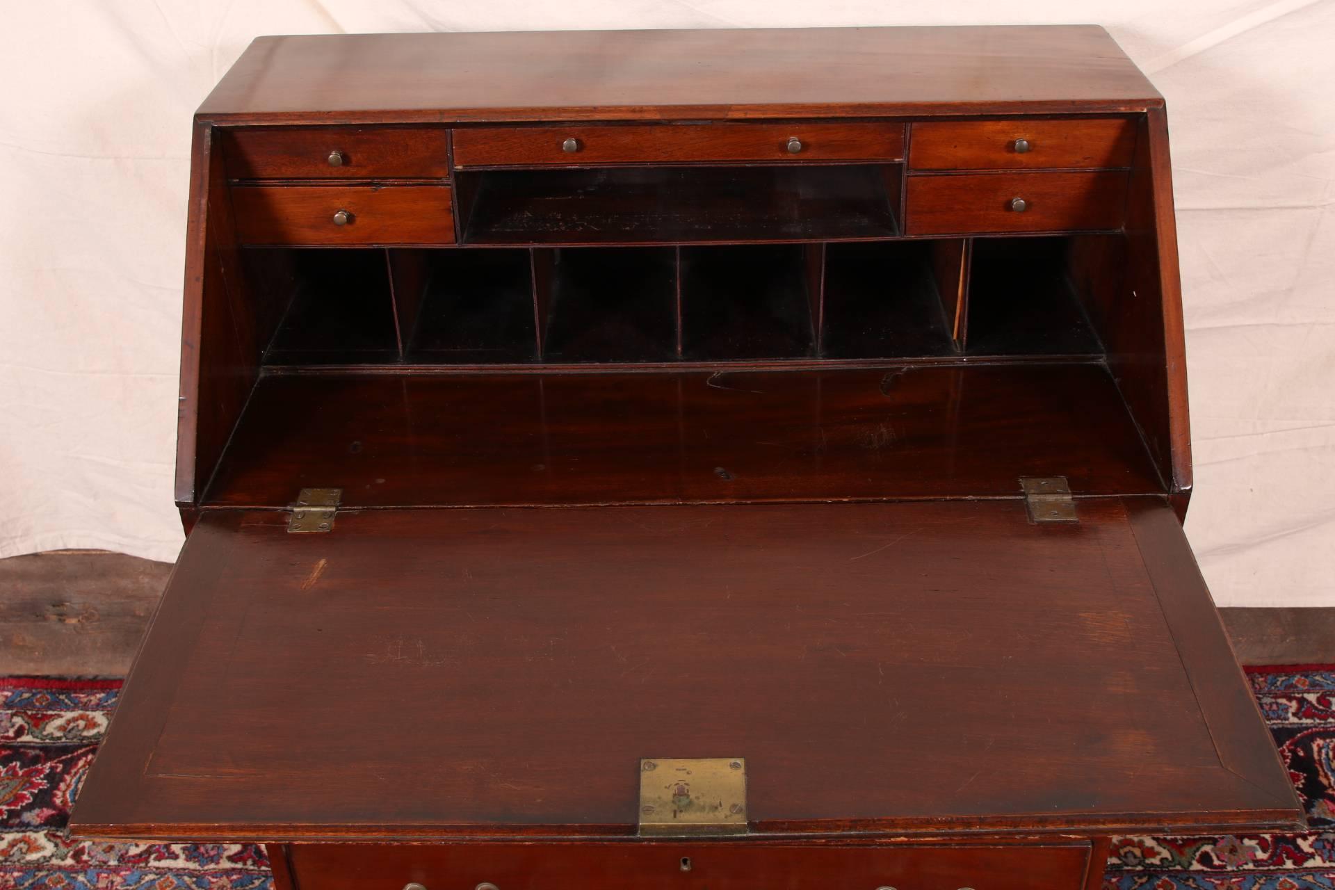 19th Century Antique English Mahogany Slant Front Desk, George III