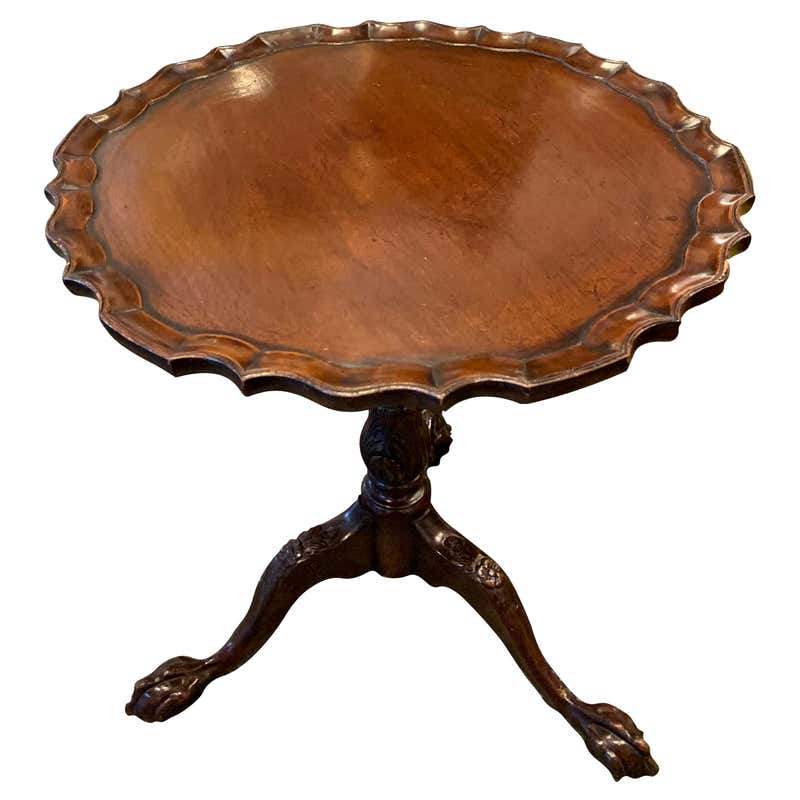 Pie Table Antique English Mahogany Small Pie Crust Table For Sale at 1stDibs