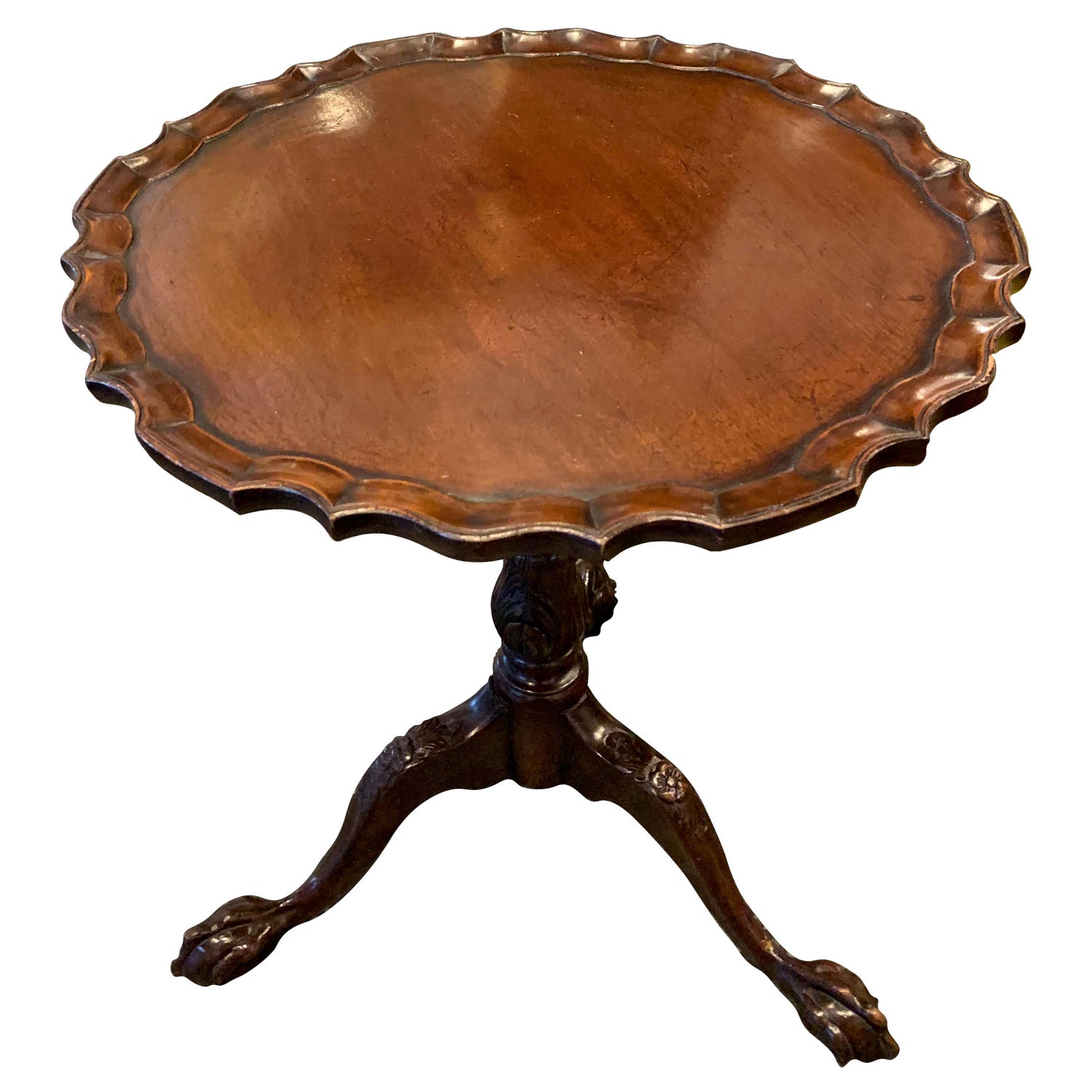 Antique English Mahogany Small Pie Crust Table For Sale At 1stdibs
