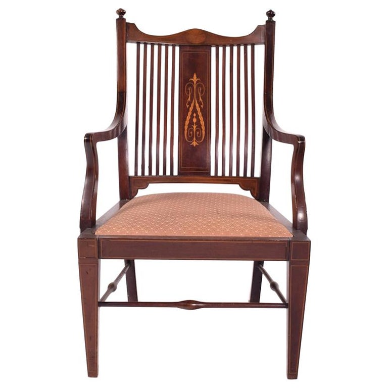 Antique English Mahogany Small Salon Chair 1