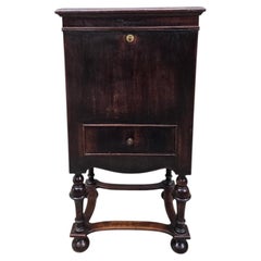 Antique English Mahogany Smoking Cabinet with Glass-Lined Humidor