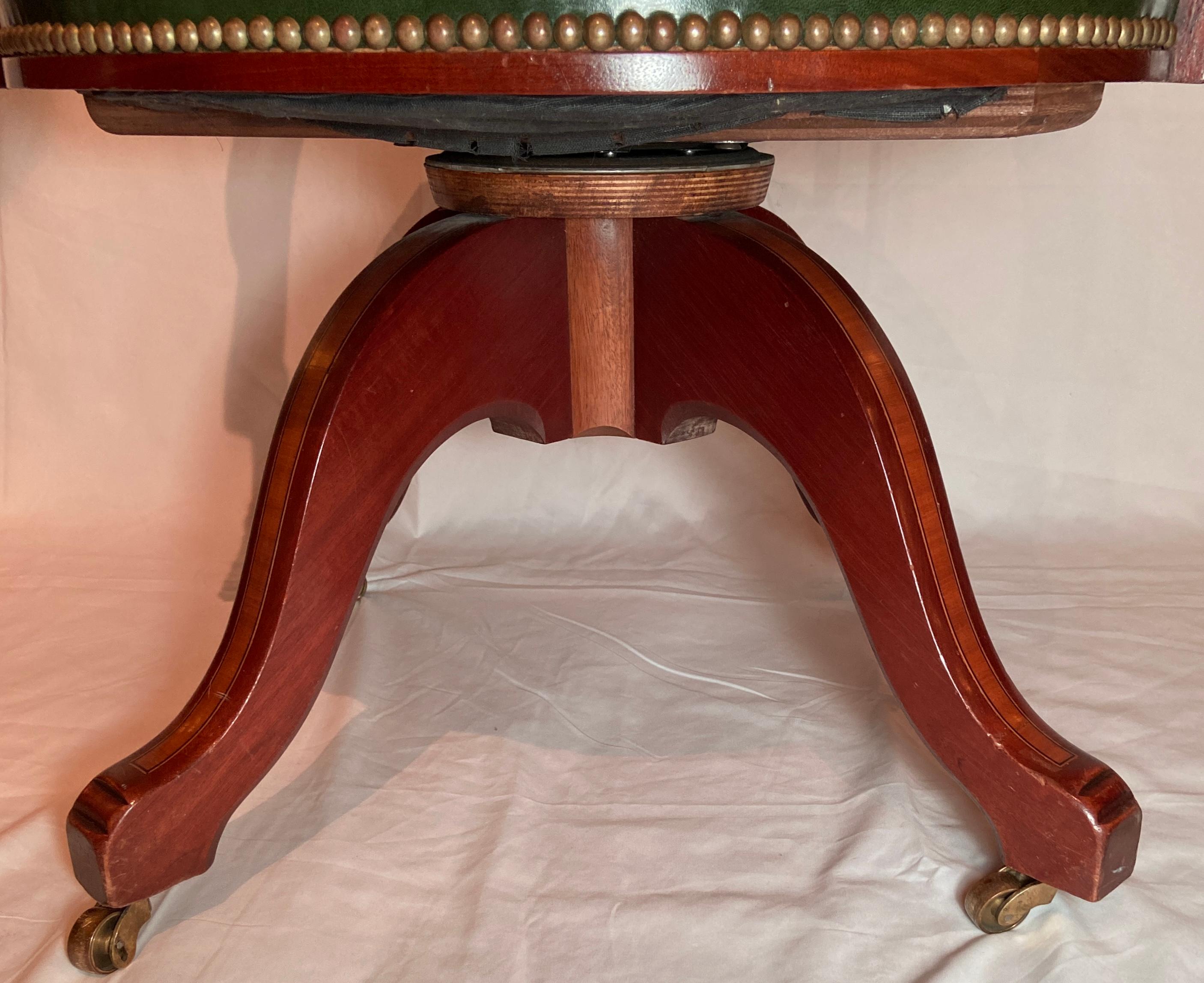 Antique English Mahogany Swivel Desk Chair on Casters, Circa 1890-1910 2