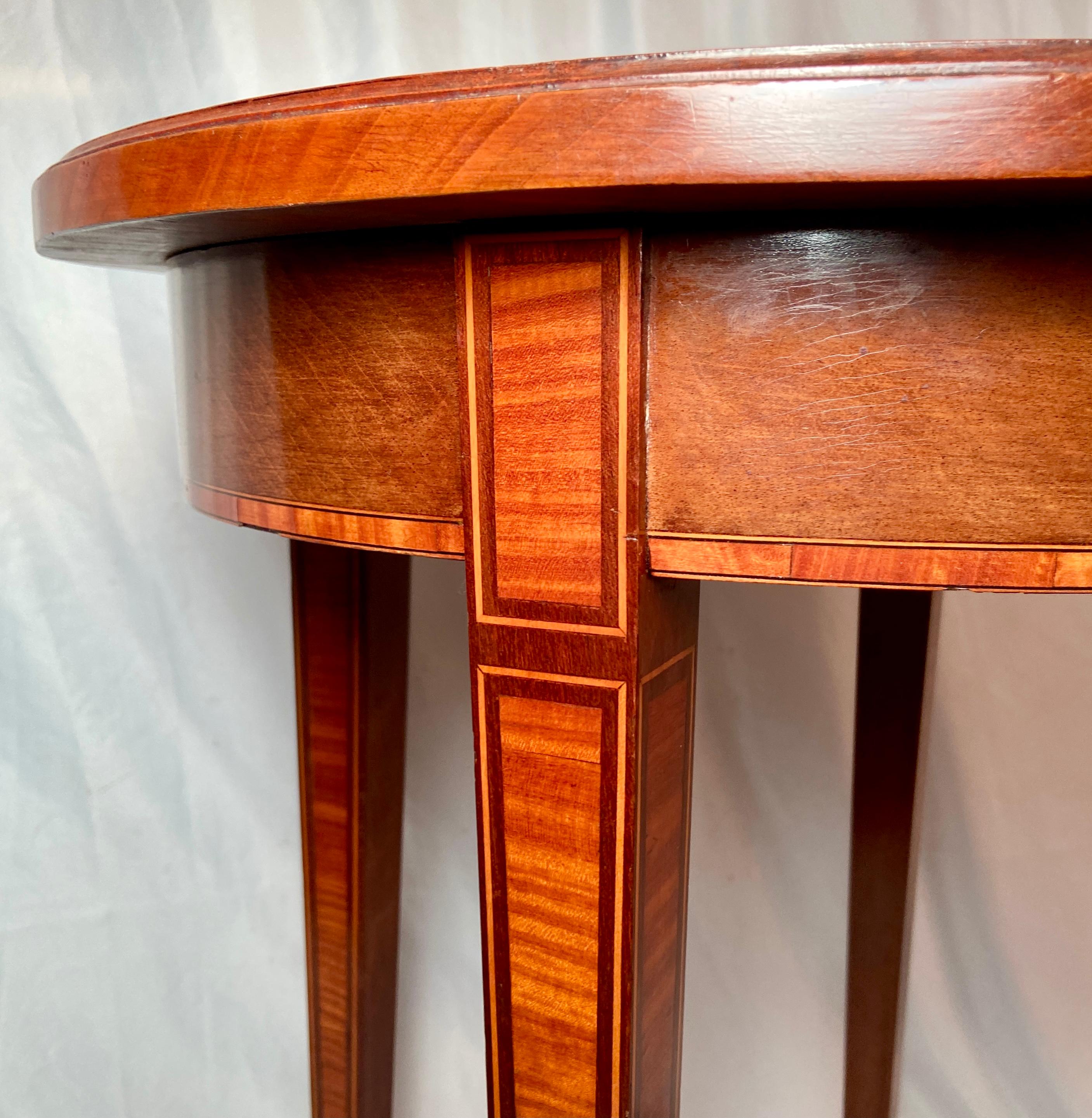 19th Century Antique English Mahogany Table with Satinwood Inlay, Circa 1880-1890 For Sale