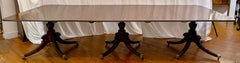 Antique English Mahogany Three Pedestal Dining Table, Circa 1880-1900.