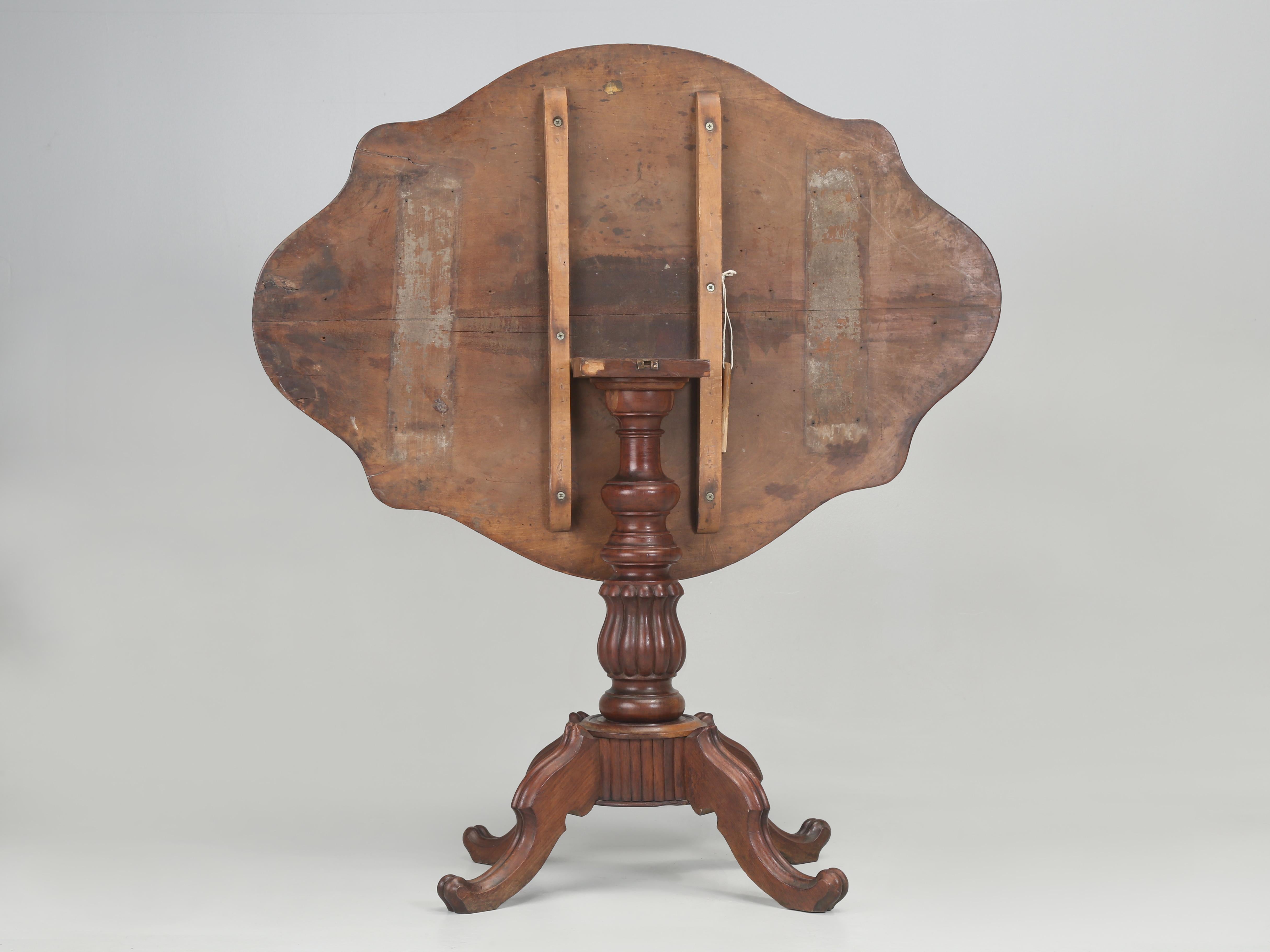 Antique English Mahogany Tilt-Top Table Restored with Original Patina Intact For Sale 7