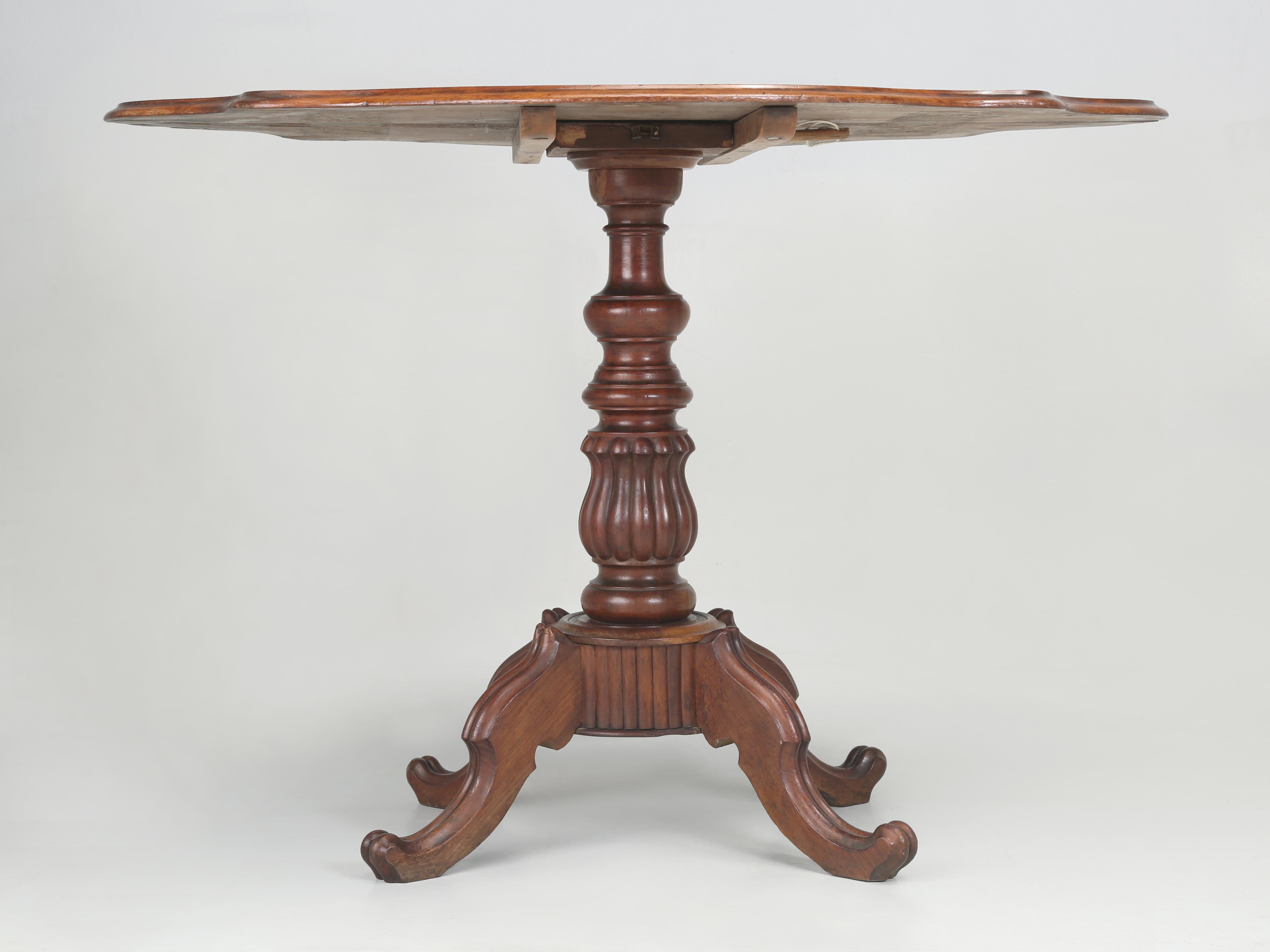 Antique English Mahogany Tilt-Top Table Restored with Original Patina Intact For Sale 2