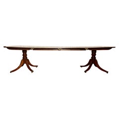 Antique English Mahogany Two Pedestal Dining Table, circa 1890