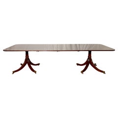 Antique English Mahogany Two Pedestal Dining Table, Circa 1900.