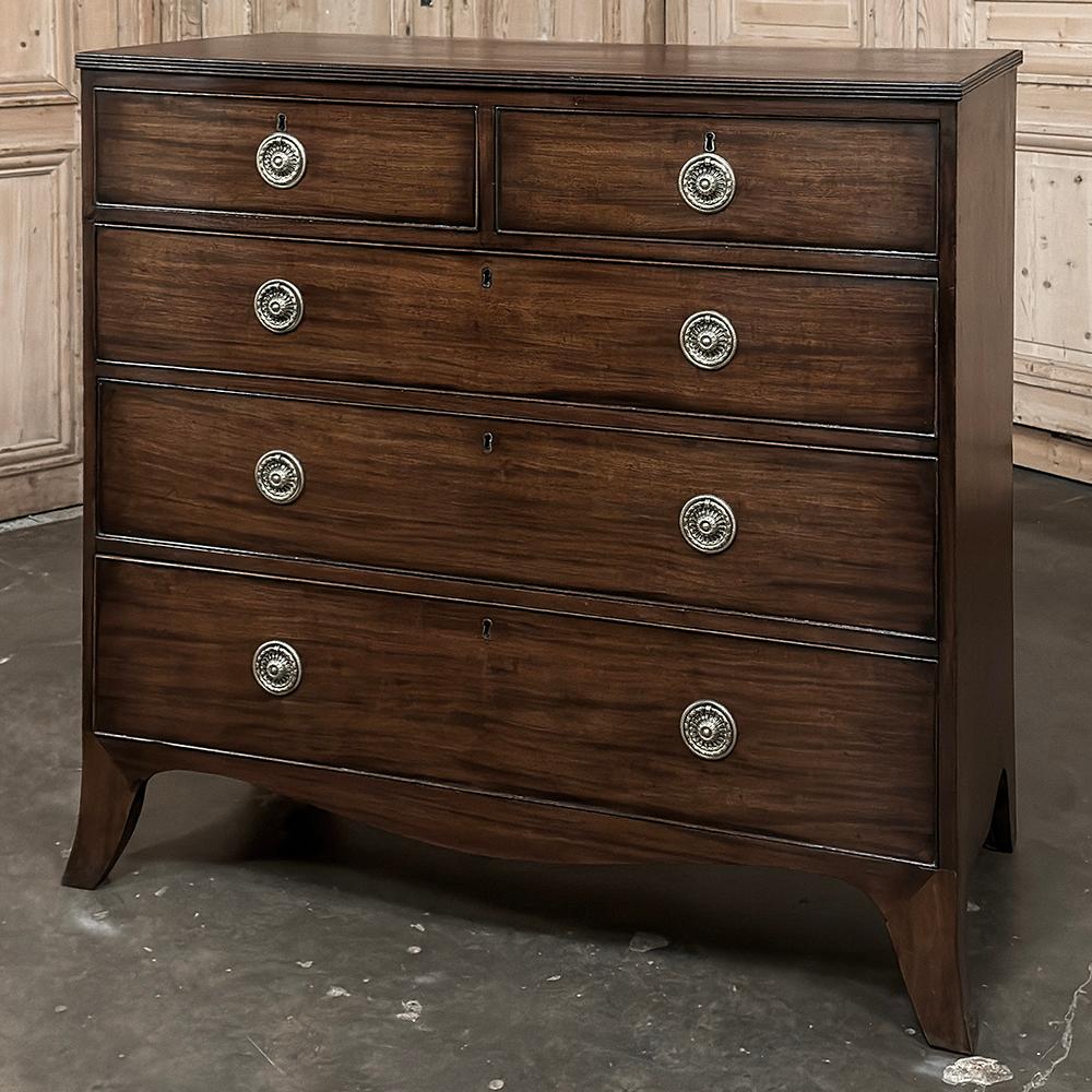 Edwardian Antique English Mahogany Veneer Chest of Drawers For Sale