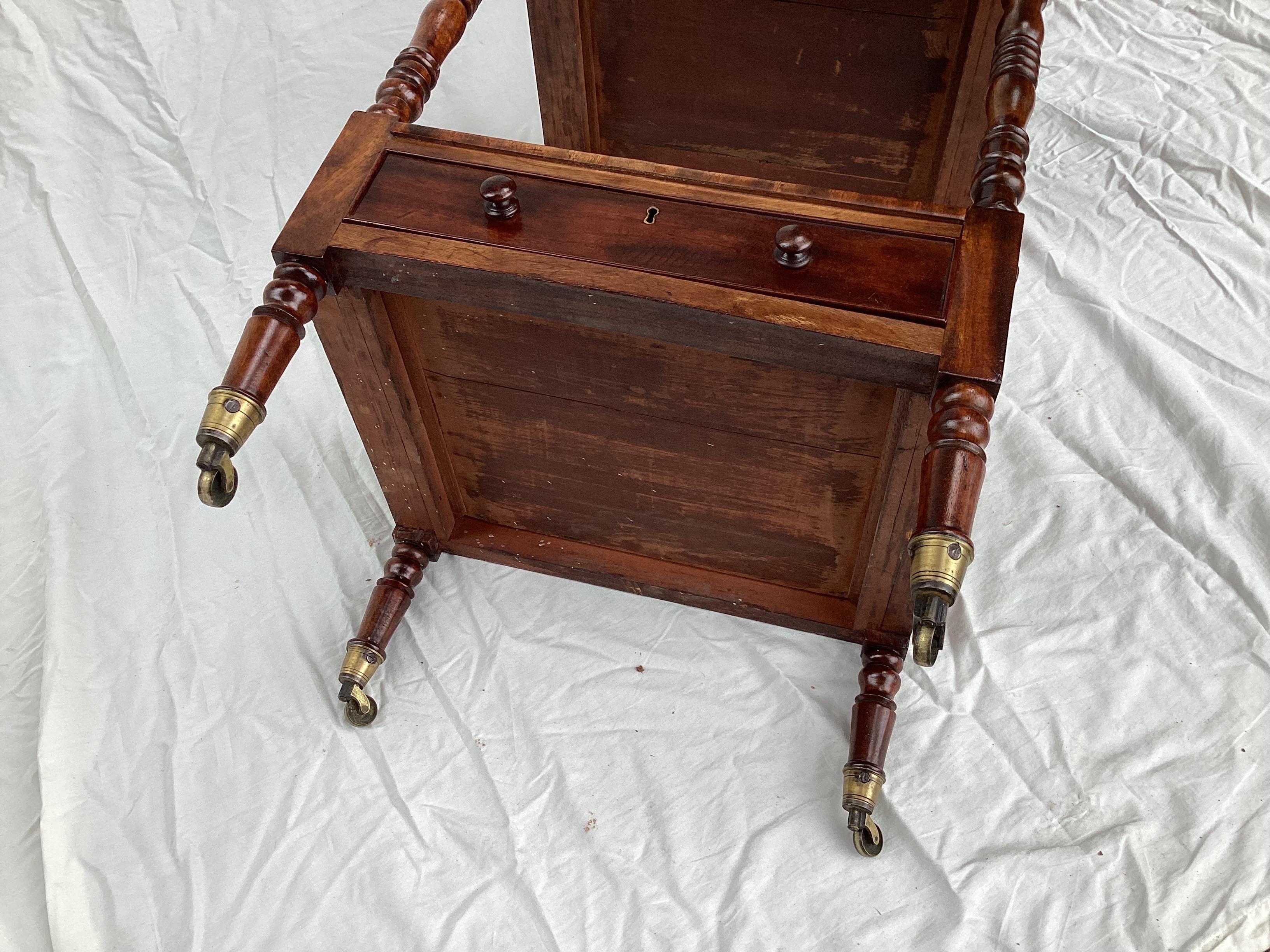 Antique English Mahogany What Not Shelf with Drawers For Sale 2
