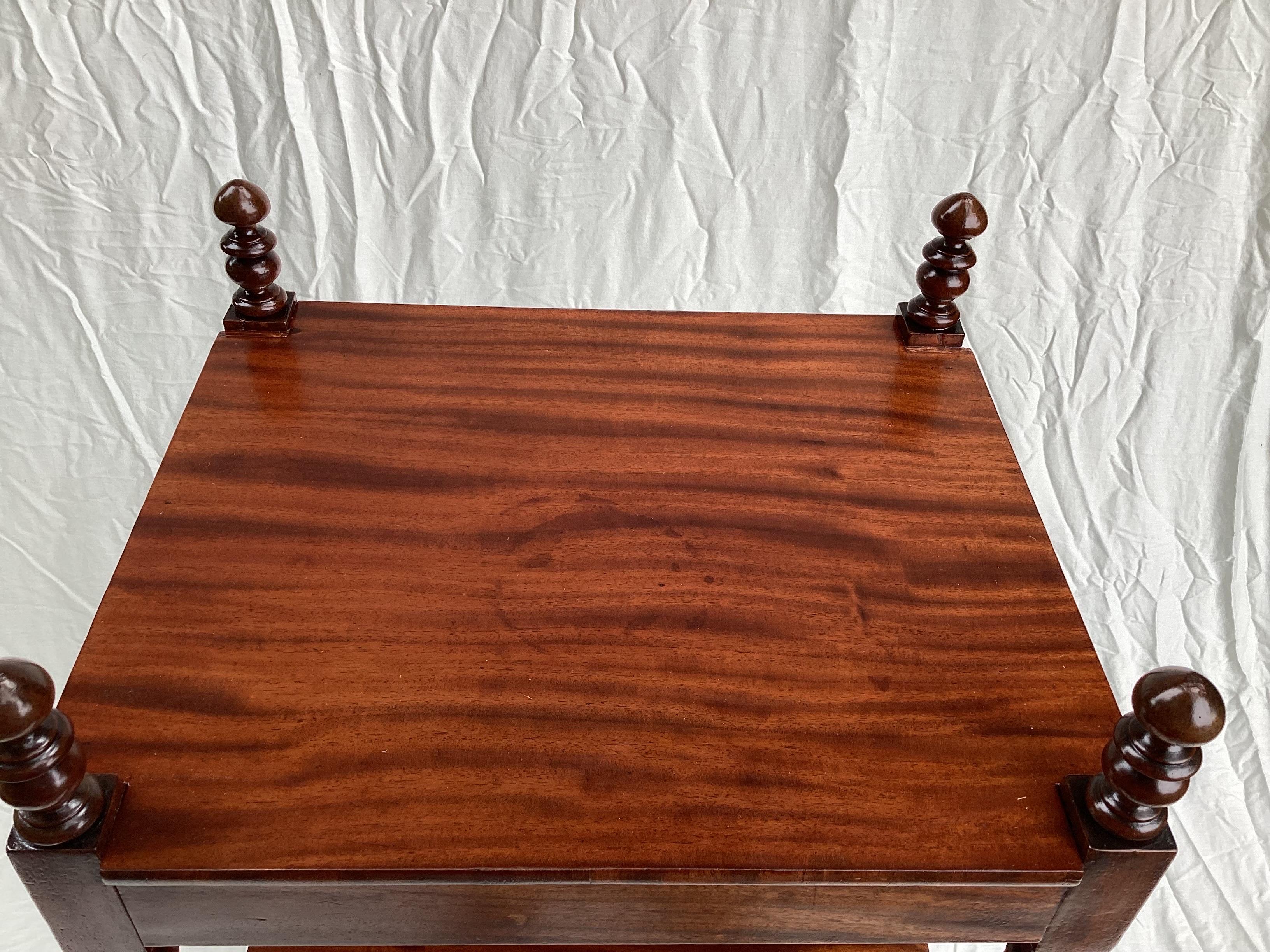 Victorian Antique English Mahogany What Not Shelf with Drawers For Sale
