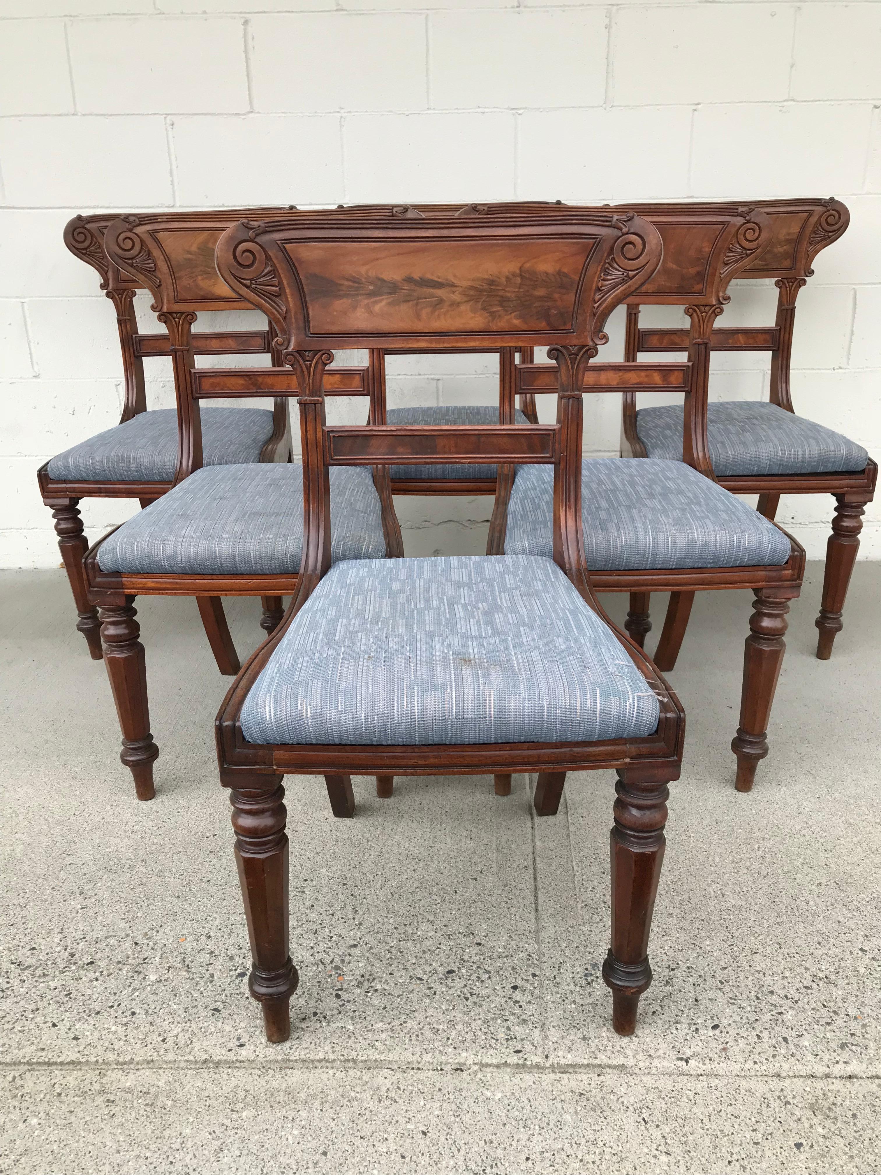 Antique English Mahogany William IV Dining Chairs Circa 1835 In Excellent Condition In Vancouver, British Columbia