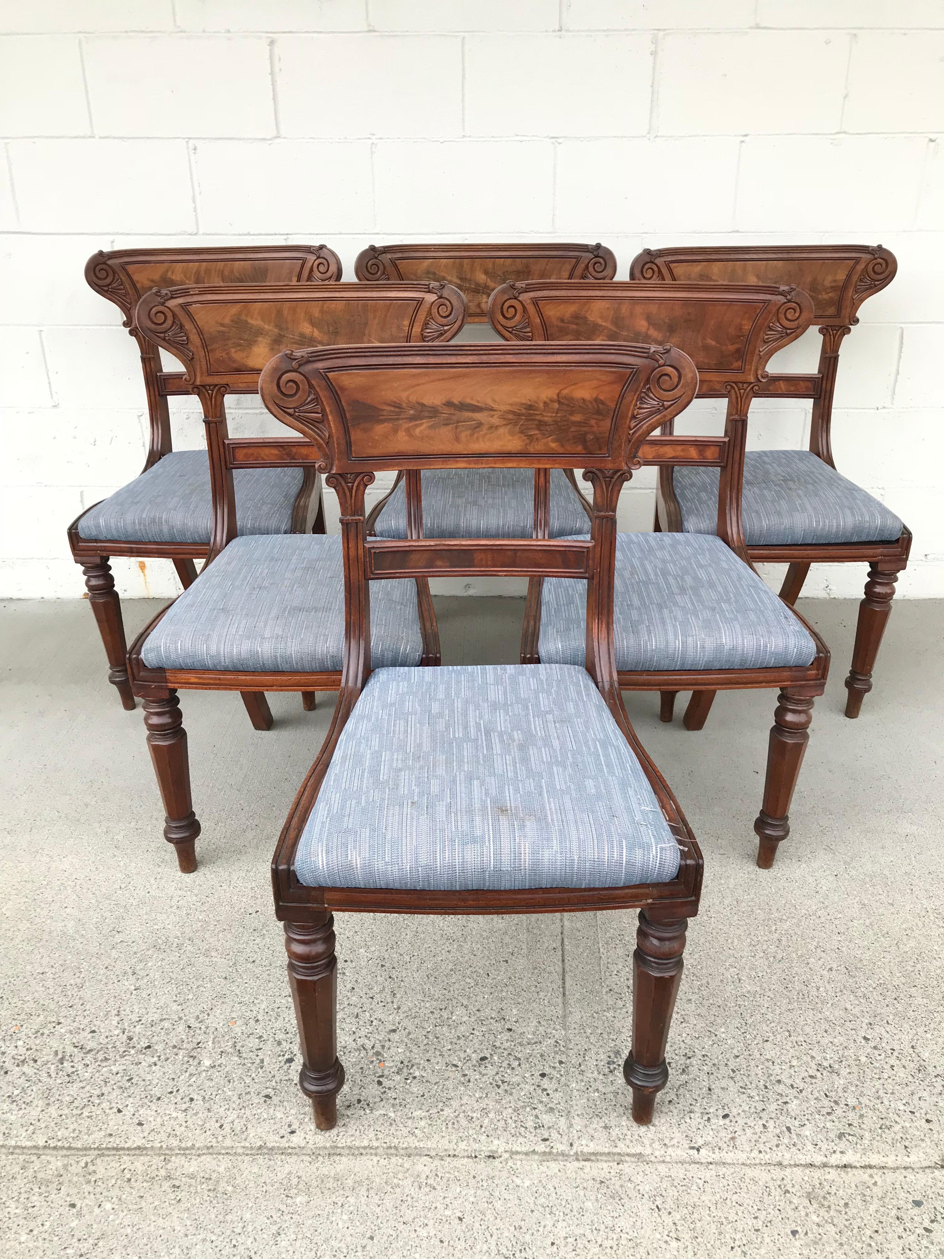 19th Century Antique English Mahogany William IV Dining Chairs Circa 1835