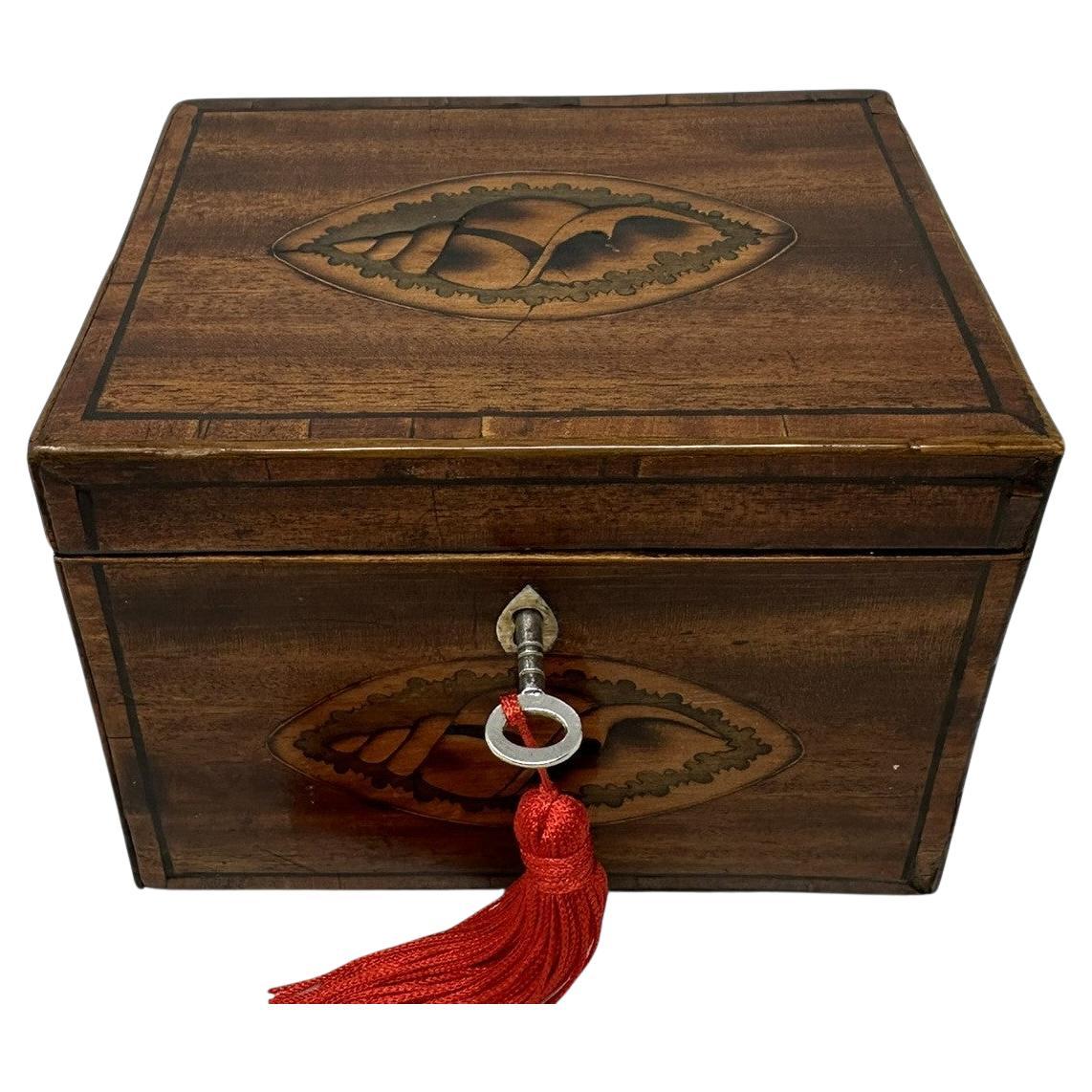 Antique English Mahogany Wooden Georgian Regency Double Tea Caddy 18h Century For Sale